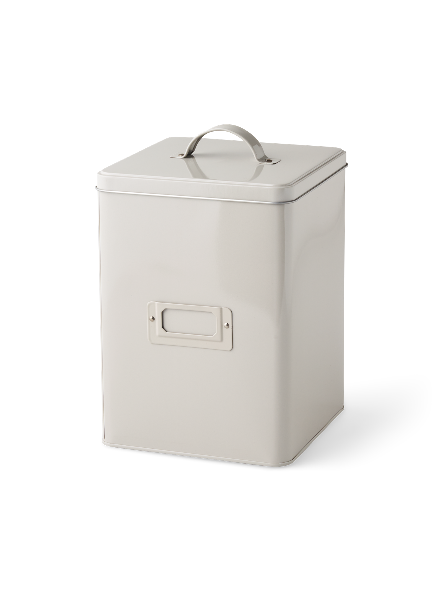 Metal storage box 15.2 x 15.2 x 23.5 cm.