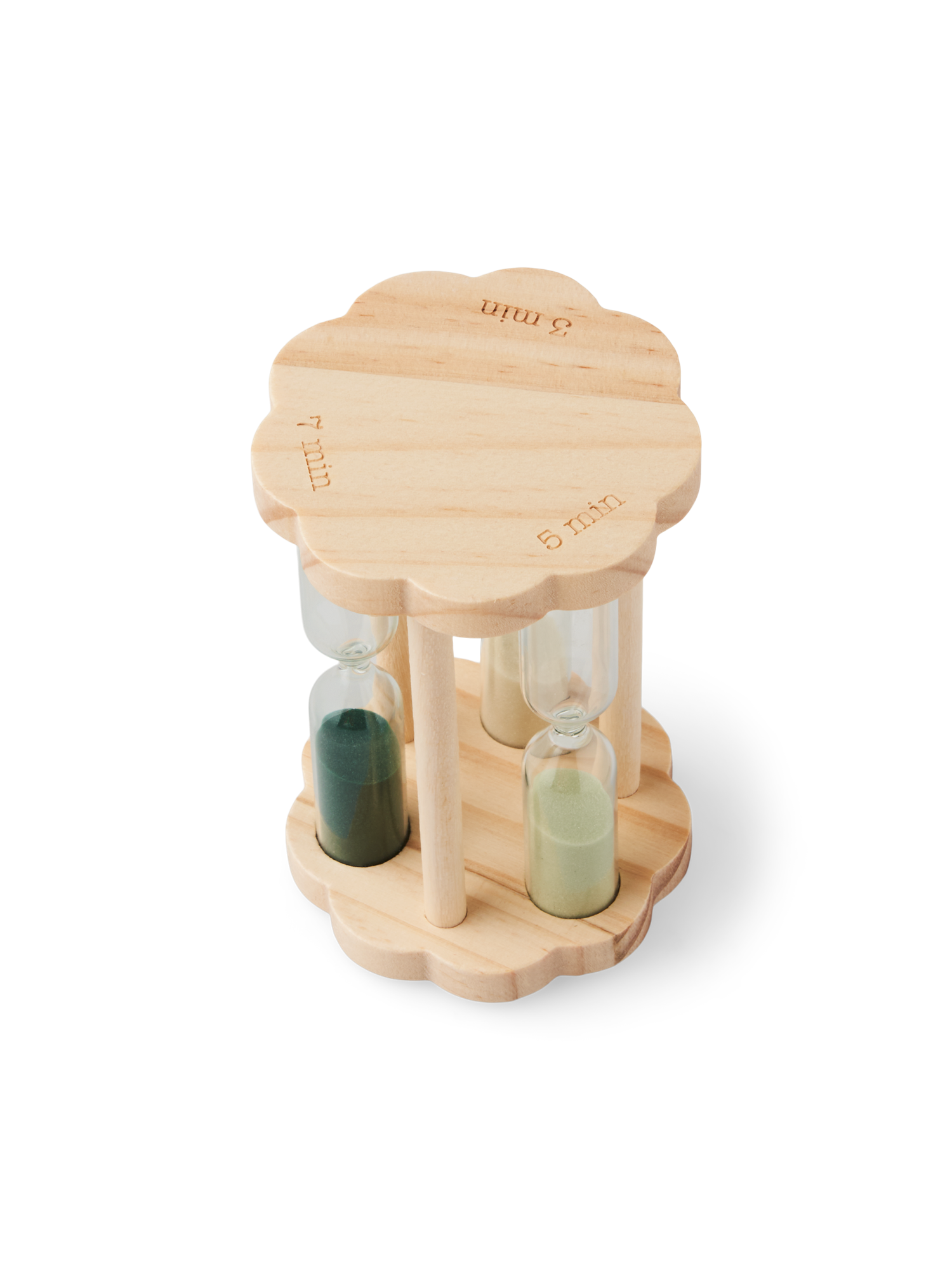 Tea timer Pinewood/schima superba/glass. 9.4 cm.