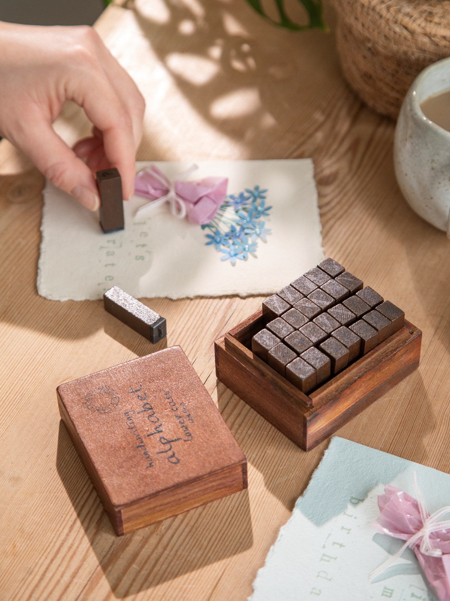 Alphabet stamps Pinewood. 28 pcs.