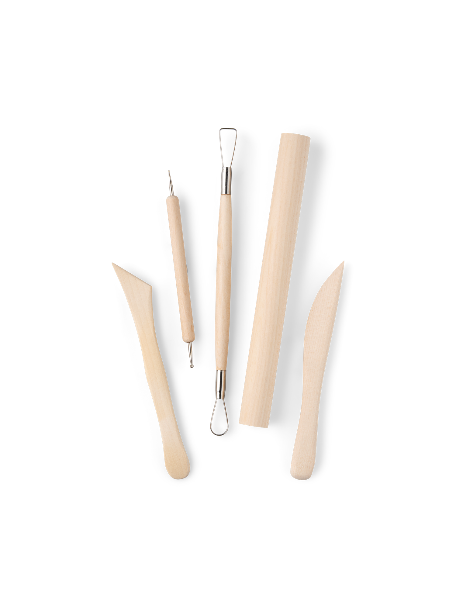 Clay carving tools Pinewood/metal. 5 pcs.