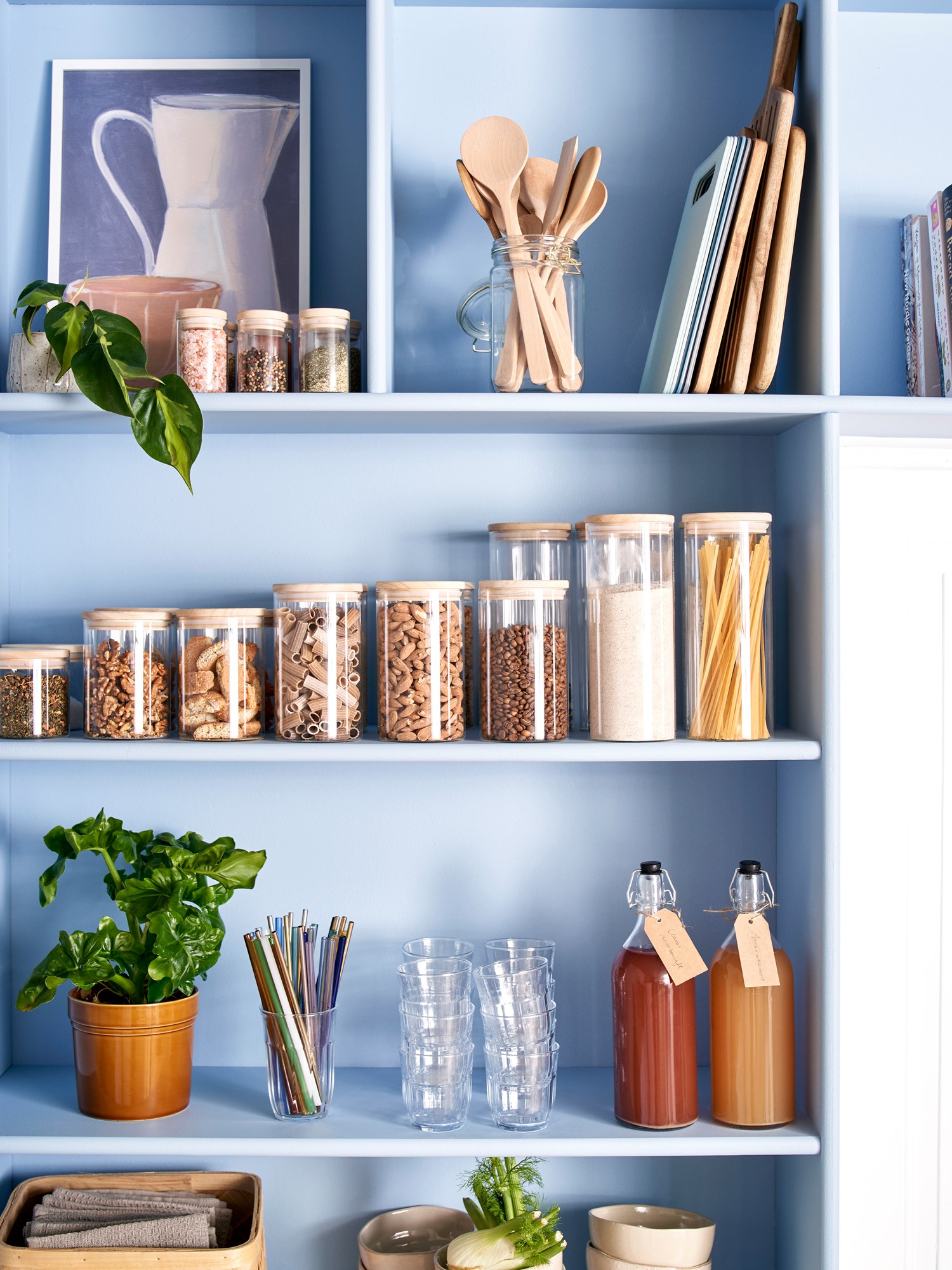 Jars with lid 2-pack Glass/rubber wood. 1400 ml. 2 pcs.