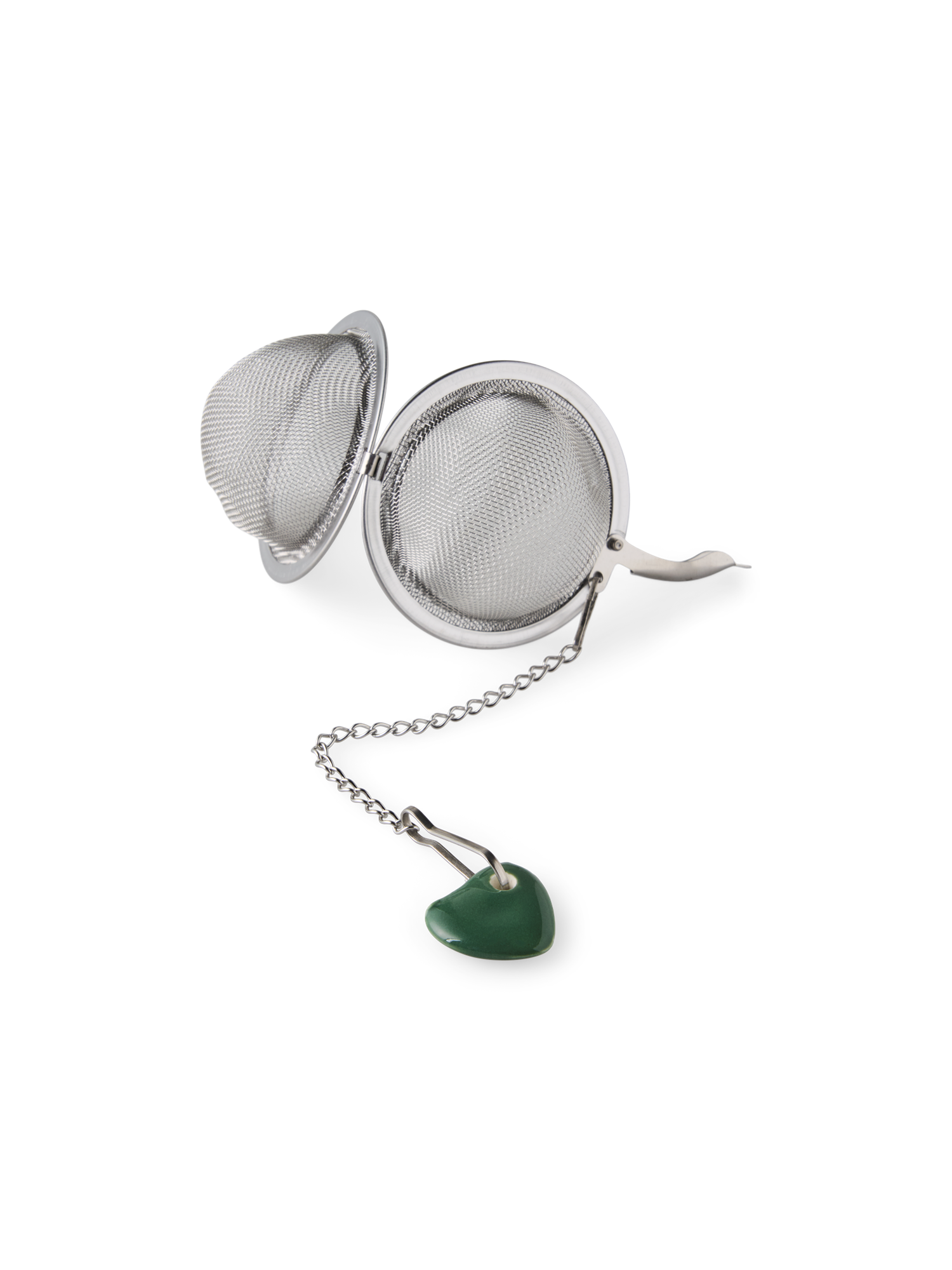 Tea strainer with heart detail Stainless steel/stoneware. Ø10.1 x 10.6 cm.