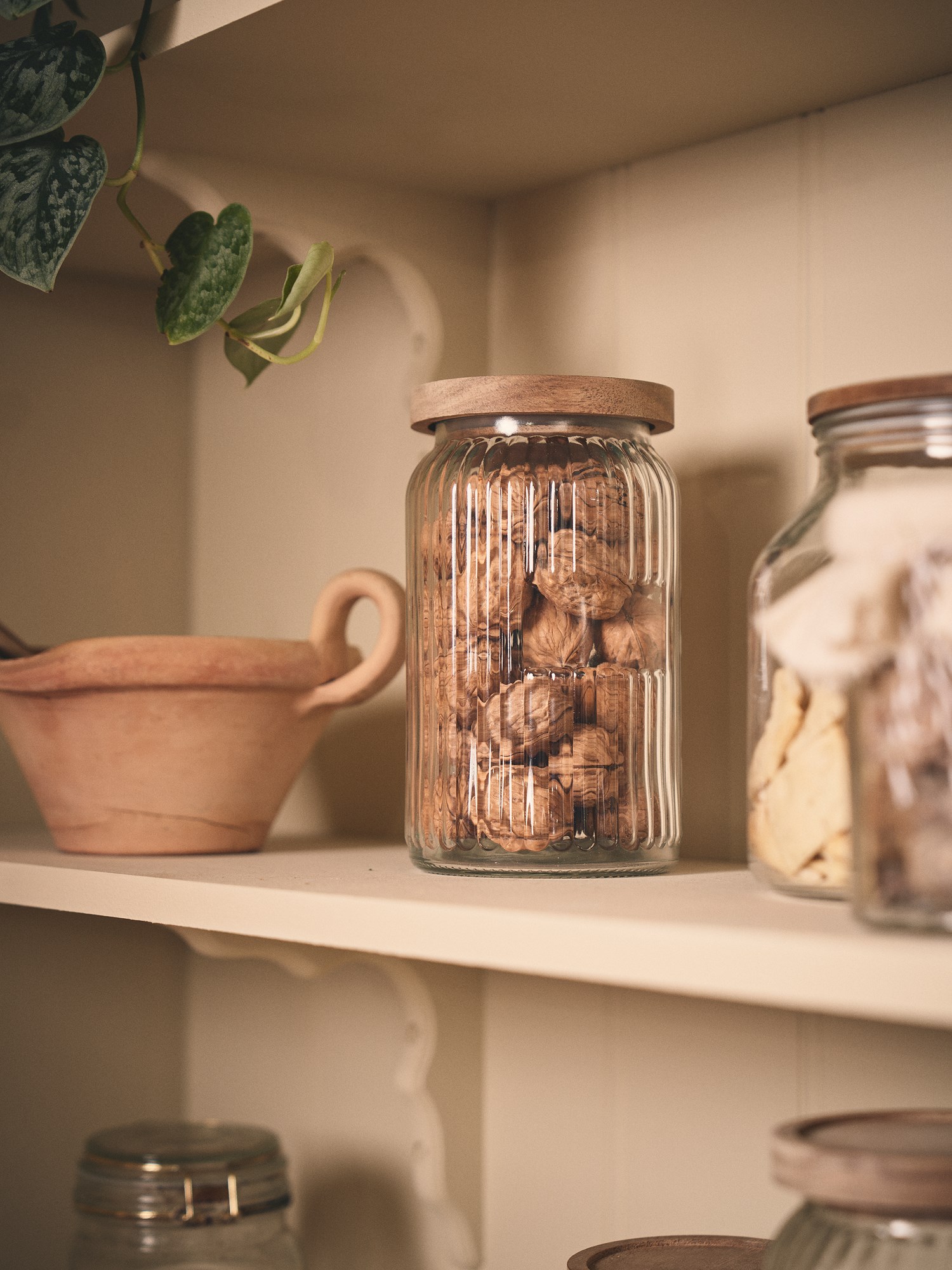 Jar with lid 1050 ml Glass/acacia wood.