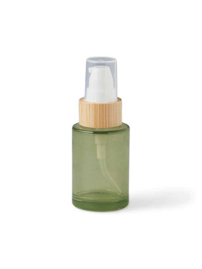 Travel bottle with pump 30 ml Glass/bamboo. 30 ml.