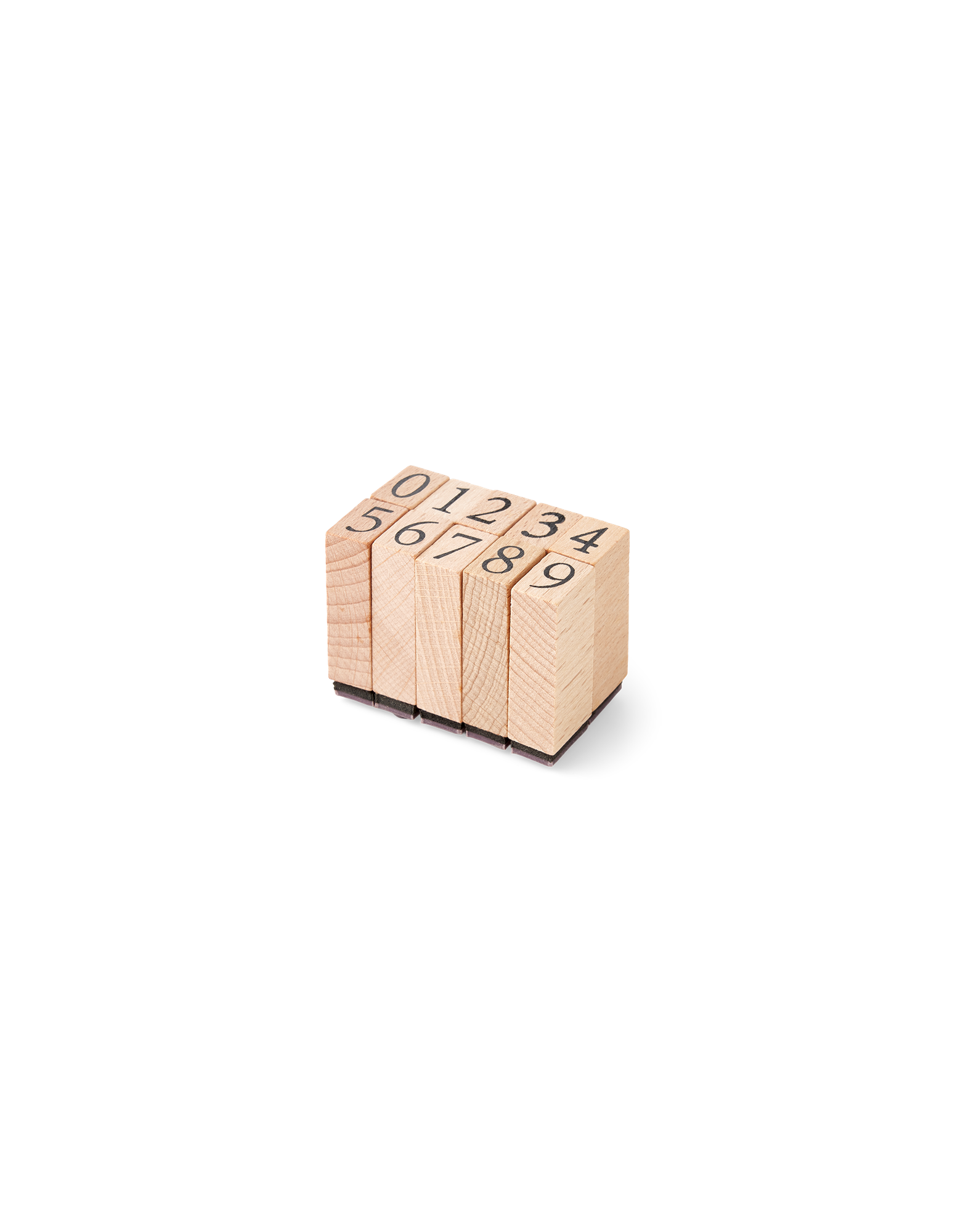 Number stamp set Beech wood/rubber. 1,5 x 1 x 3 cm.