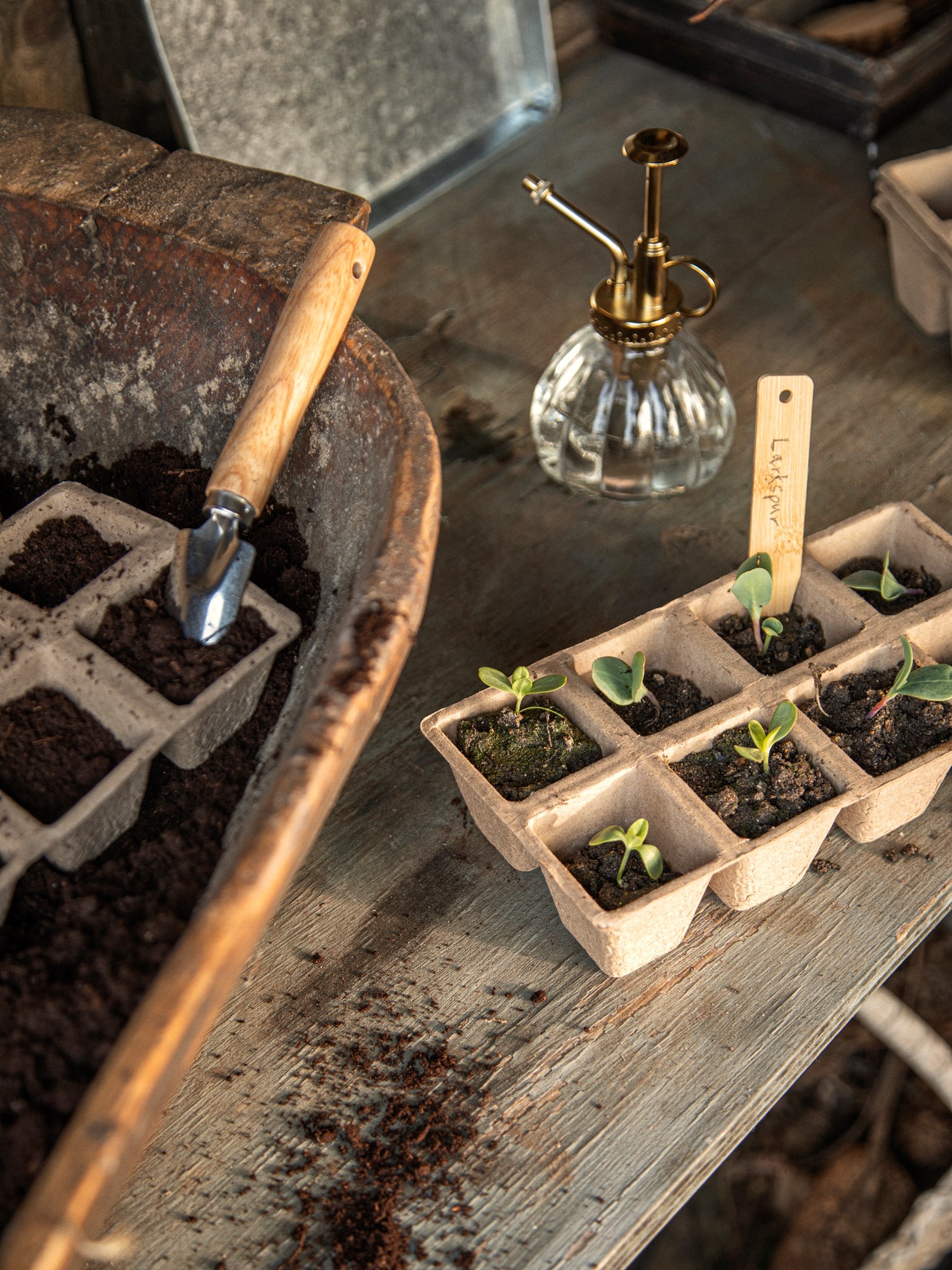 Mini garden shovel Stainless steel/bamboo. 18.5 cm.