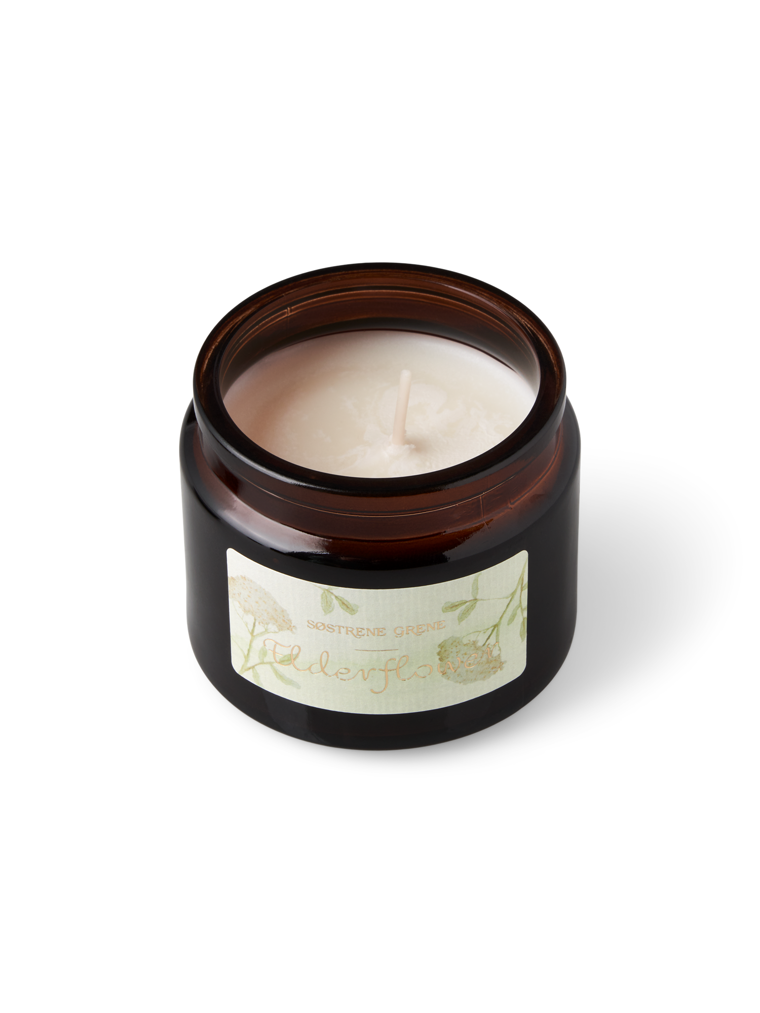 Scented candle Elderflower Rapeseed wax/scent/glass/bamboo. 30 hours.