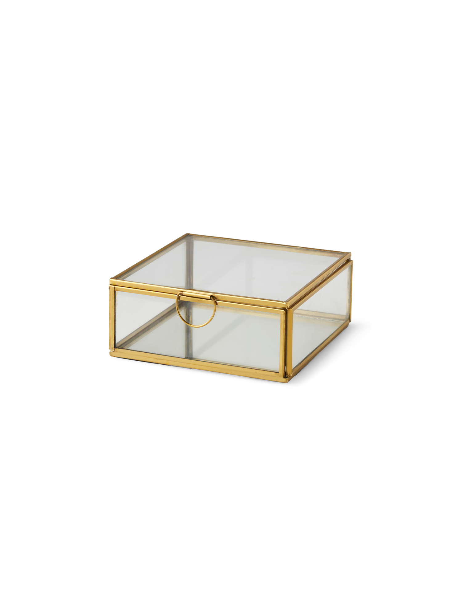 Jewellery box Glass/brass. 12.5 x 12.5 x 5 cm.