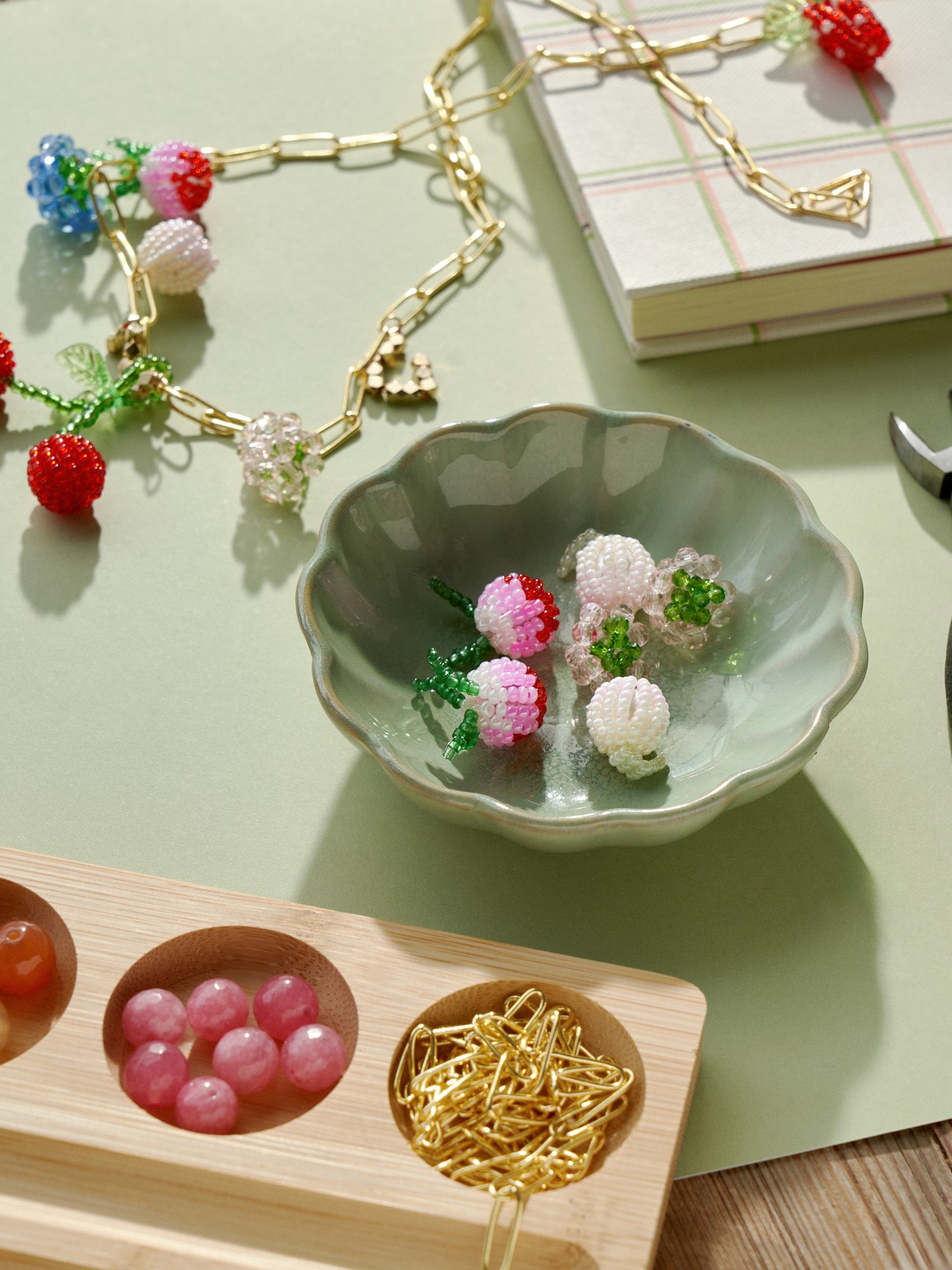 Beaded fruit charms Glass. 3 pcs.