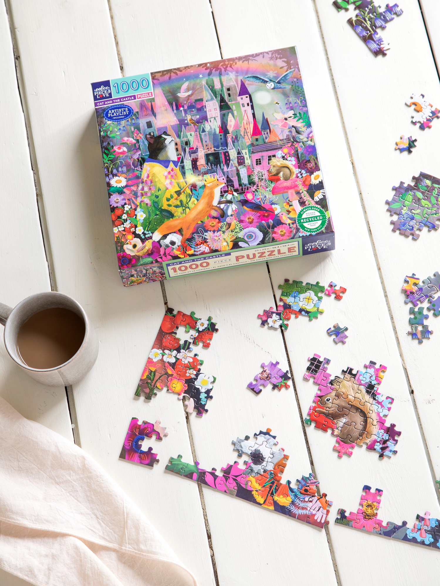 Cat and the Castle puzzle 1000 pieces Paper. 58.4 x 58.4 cm.