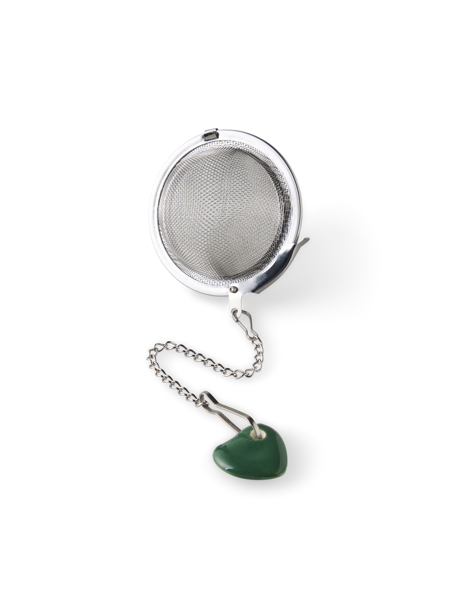 Tea strainer with heart detail Stainless steel/stoneware. Ø10.1 x 10.6 cm.