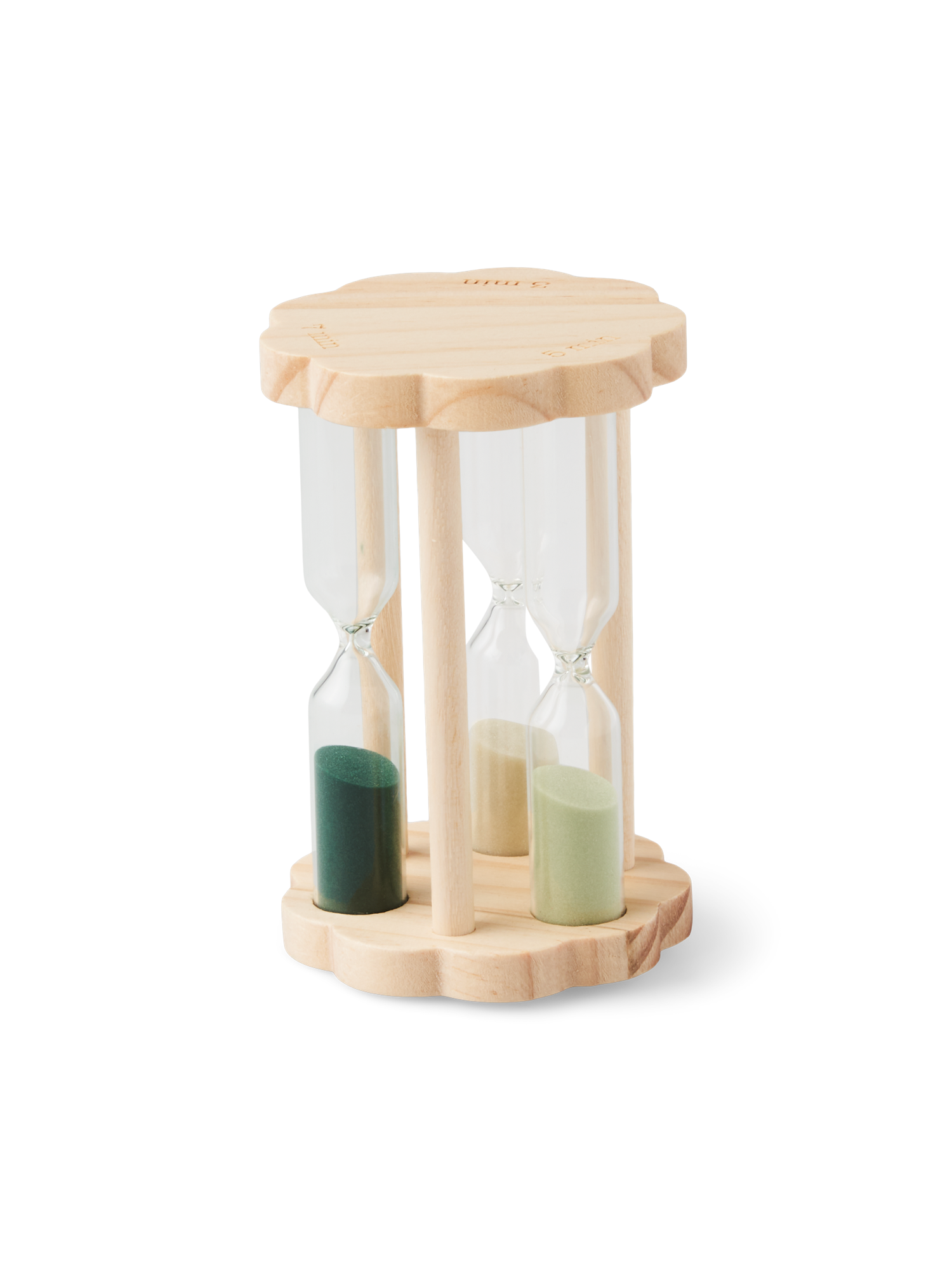 Tea timer Pinewood/schima superba/glass. 9.4 cm.