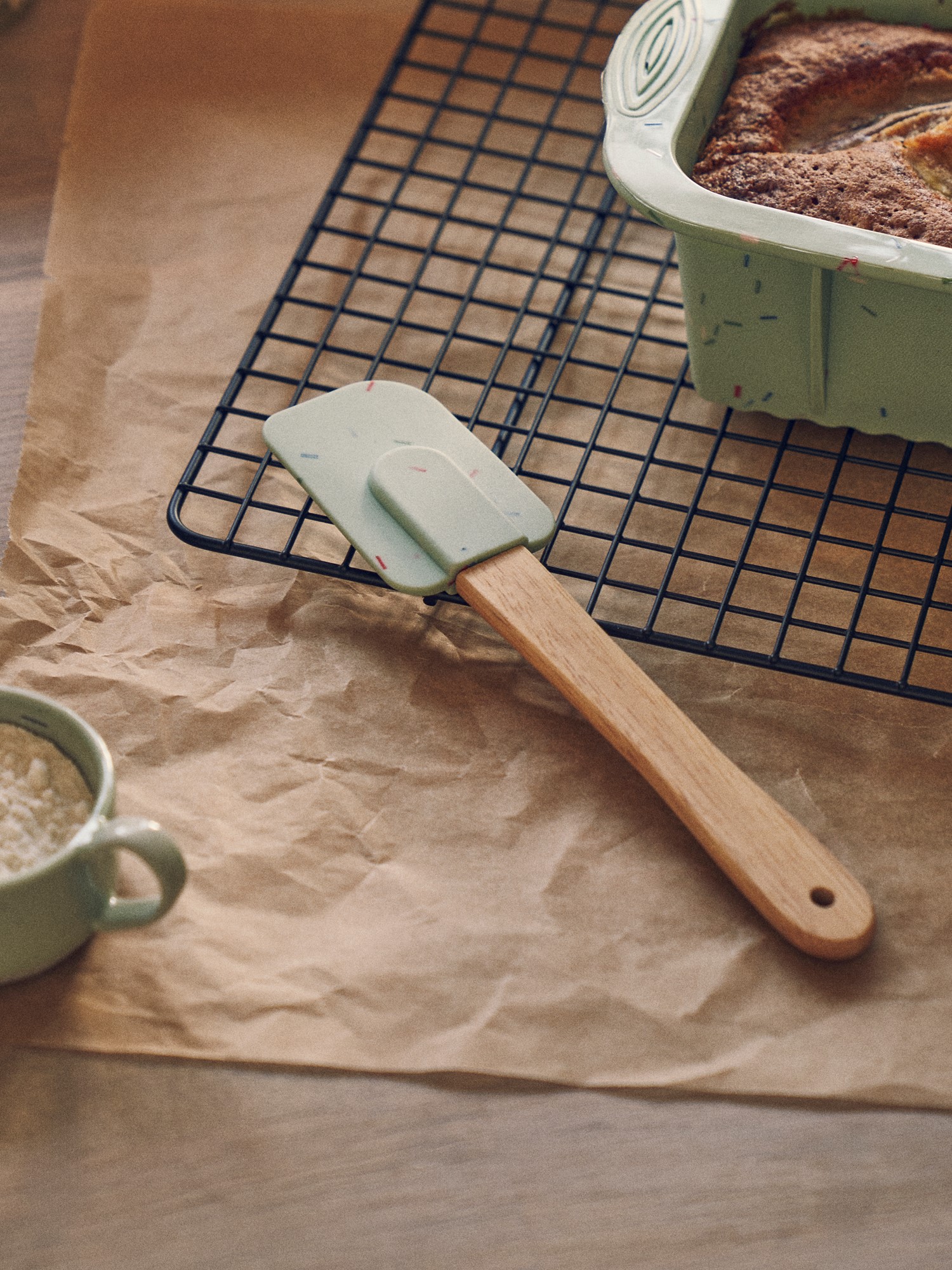 Mini spatula Silicone/rubber wood. 4.7 x 19.2 cm.