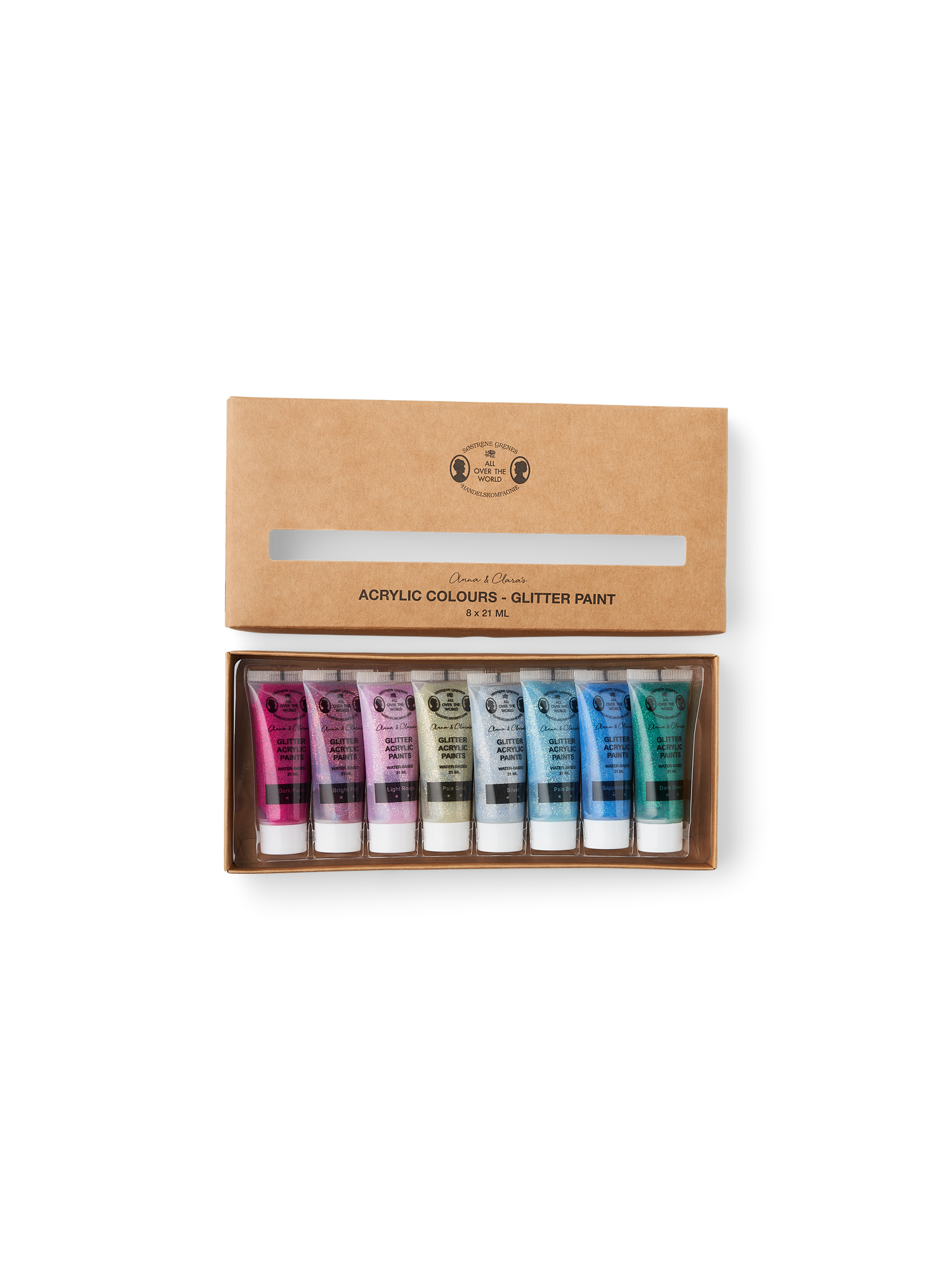 Acrylic glitter paint set 8 x 21 ml.