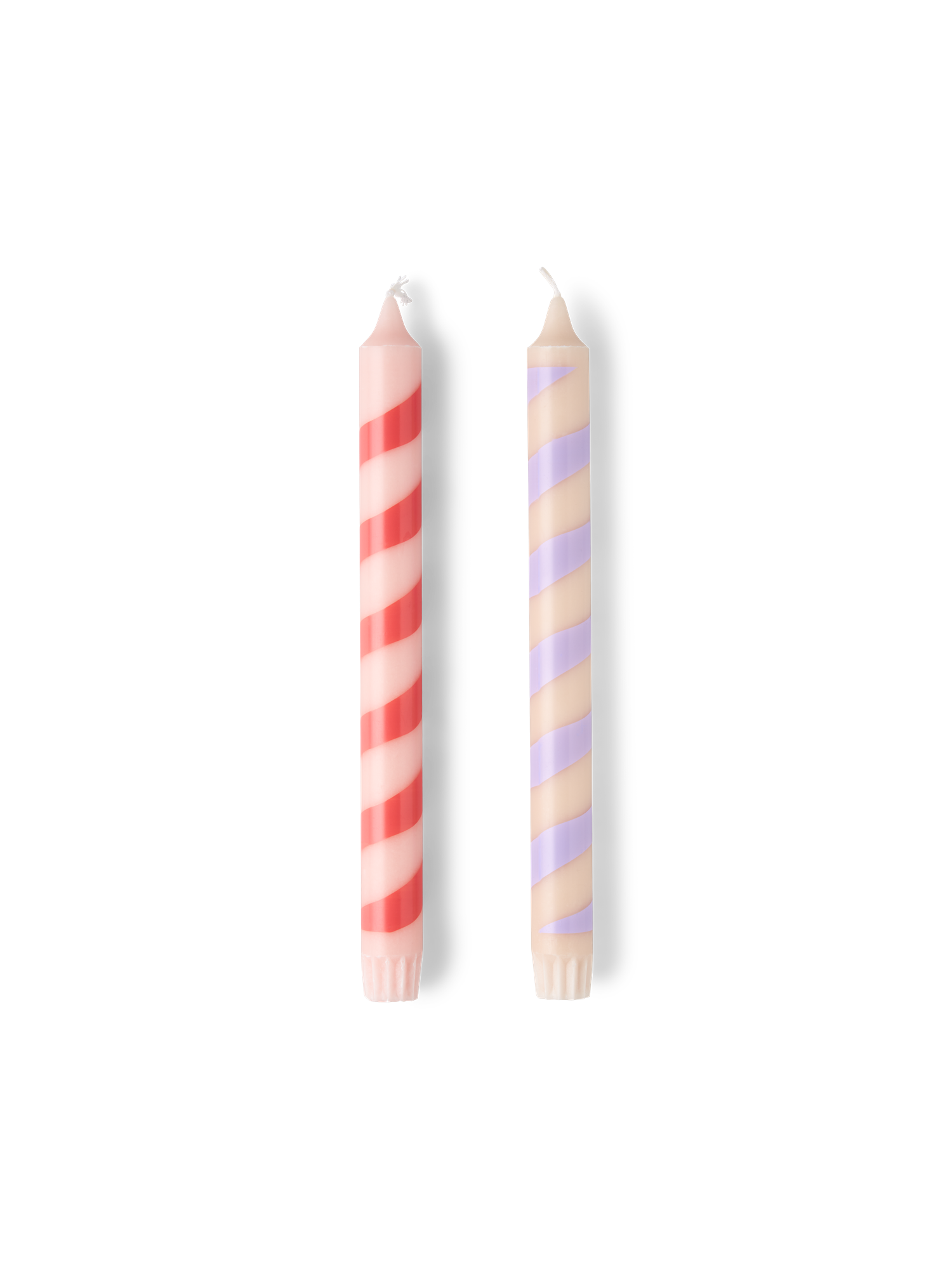 Striped candles 25 cm Stearin/paraffin wax. Ø2.2 x 25 cm. 8 hours. 2 pcs.