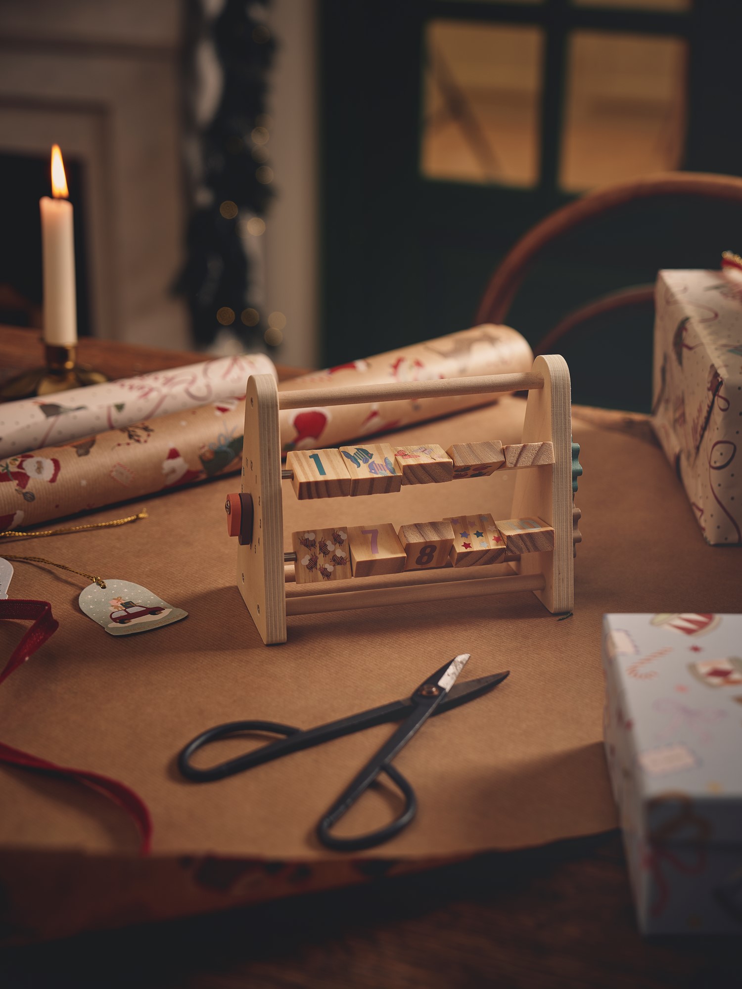 Number blocks abacus Pinewood. 19 x 9.5 x 16.5 cm