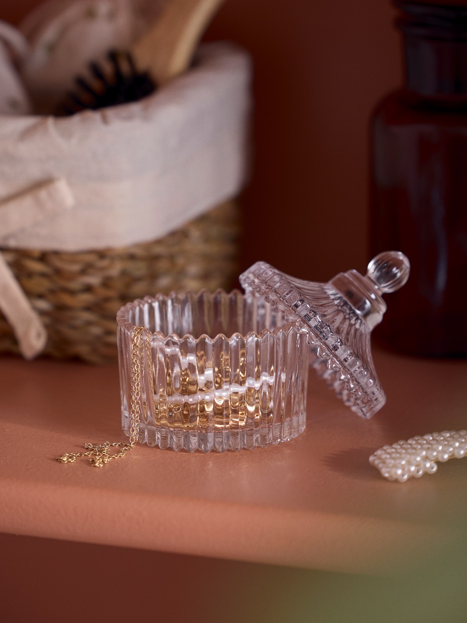 Decorative jar with lid Glass. Ø6.5 x 9 cm.