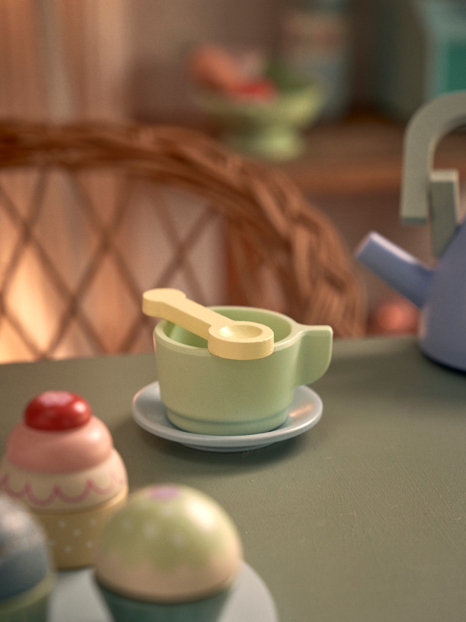 Teacup set Schima superba/MDF.