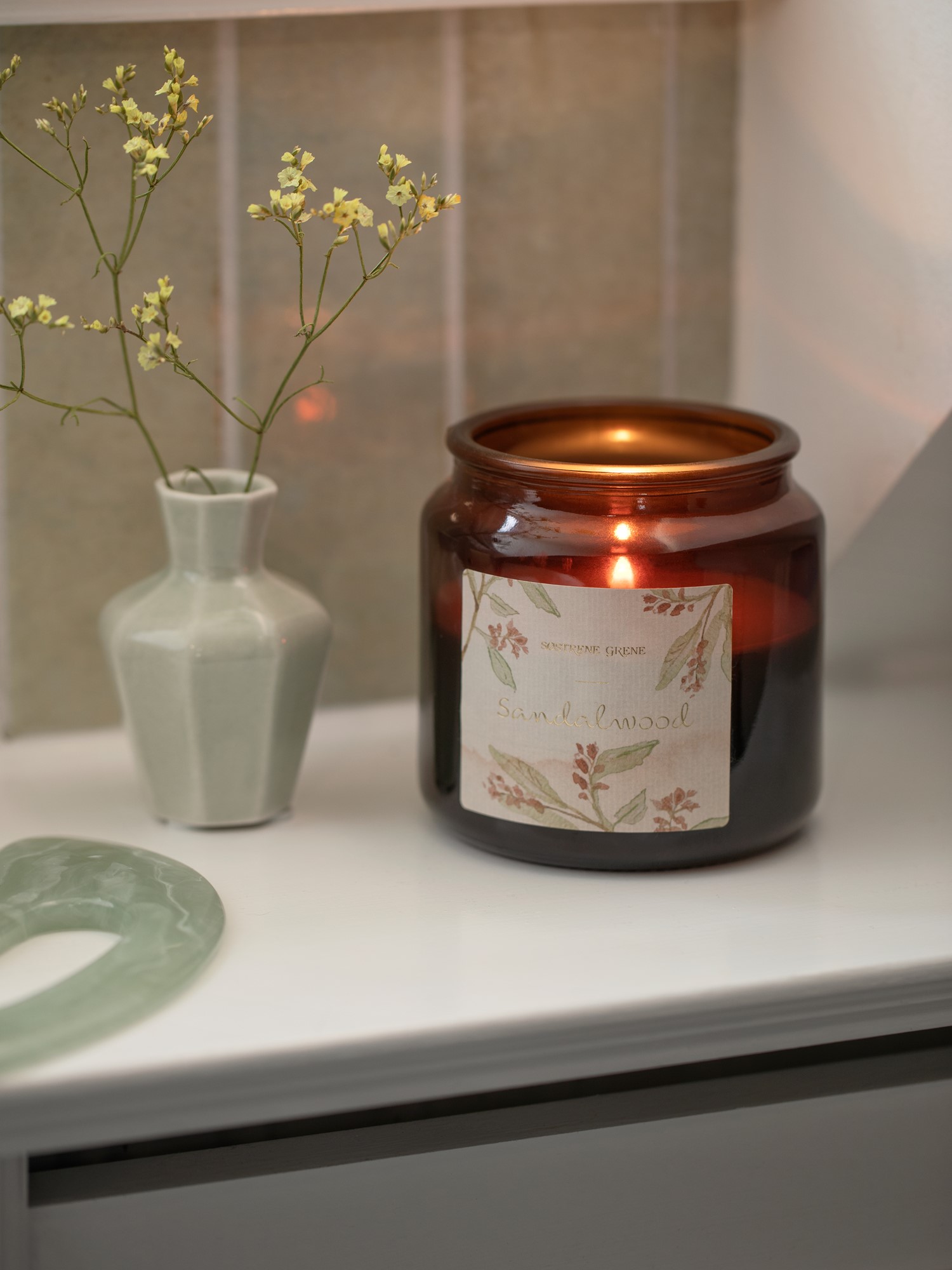 Scented candle Sandalwood Rapeseed wax/scent/glass/. 70 hours.