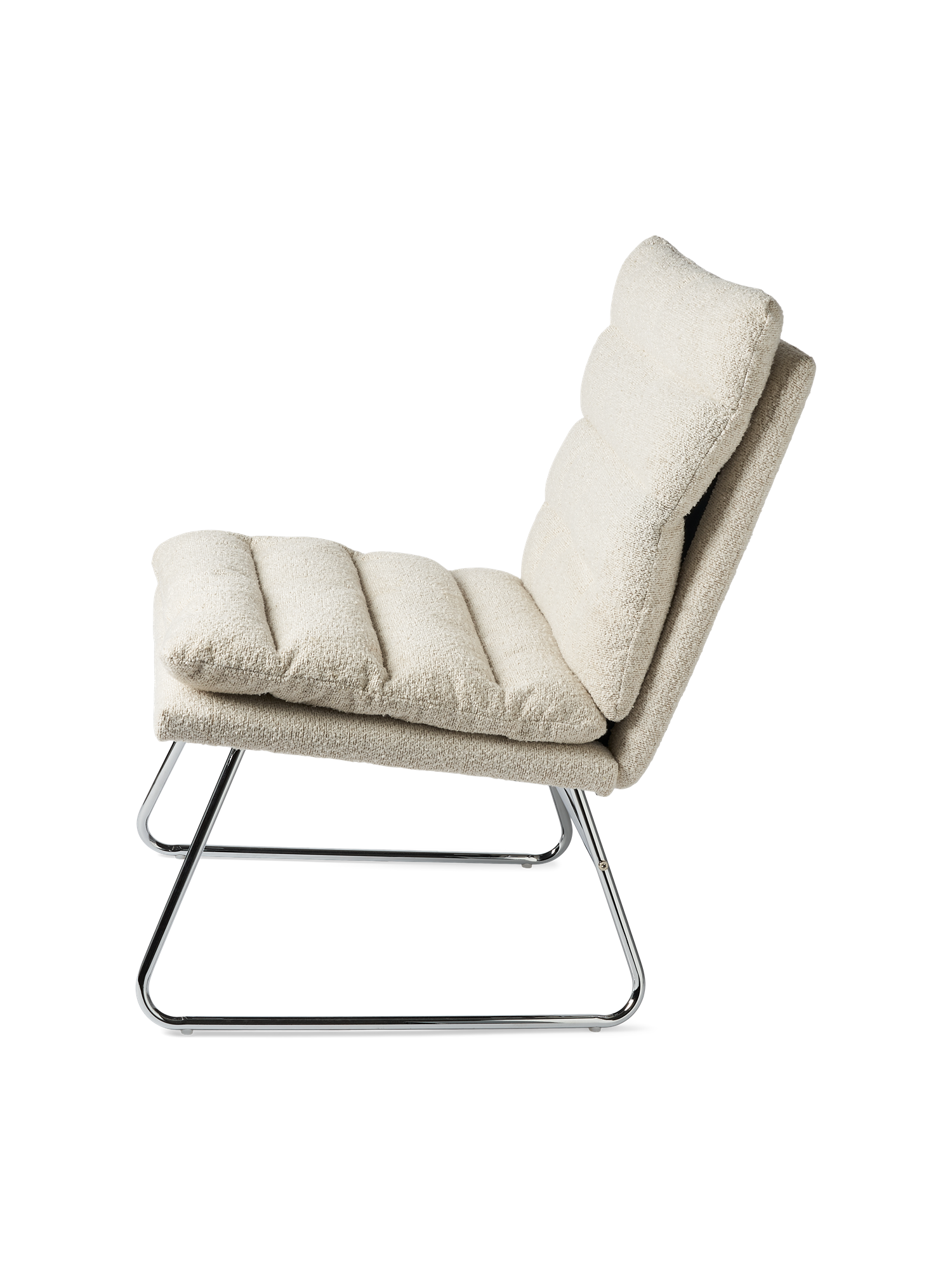 Lounge chair with bouclé fabric 55 x 61.4 x 53.9 cm.