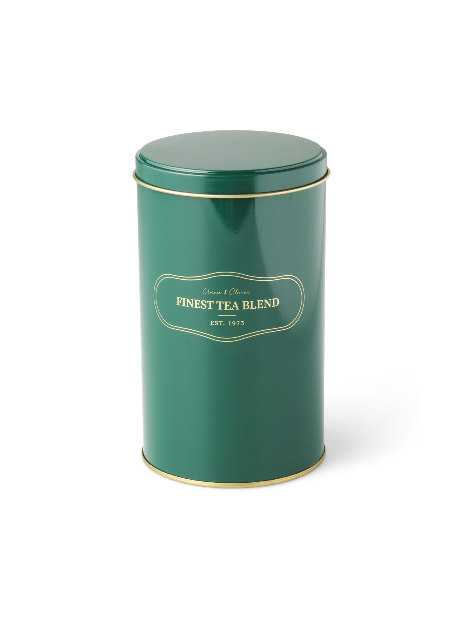 Tea caddy Tin. 9.5 x 16 cm.