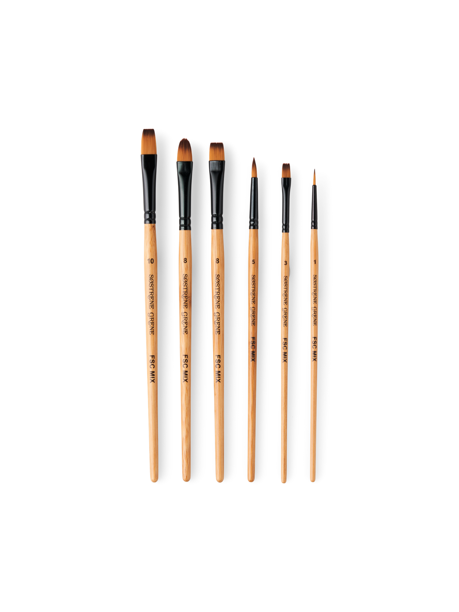 Paintbrush kit Bamboo/nylon. 6 pcs.