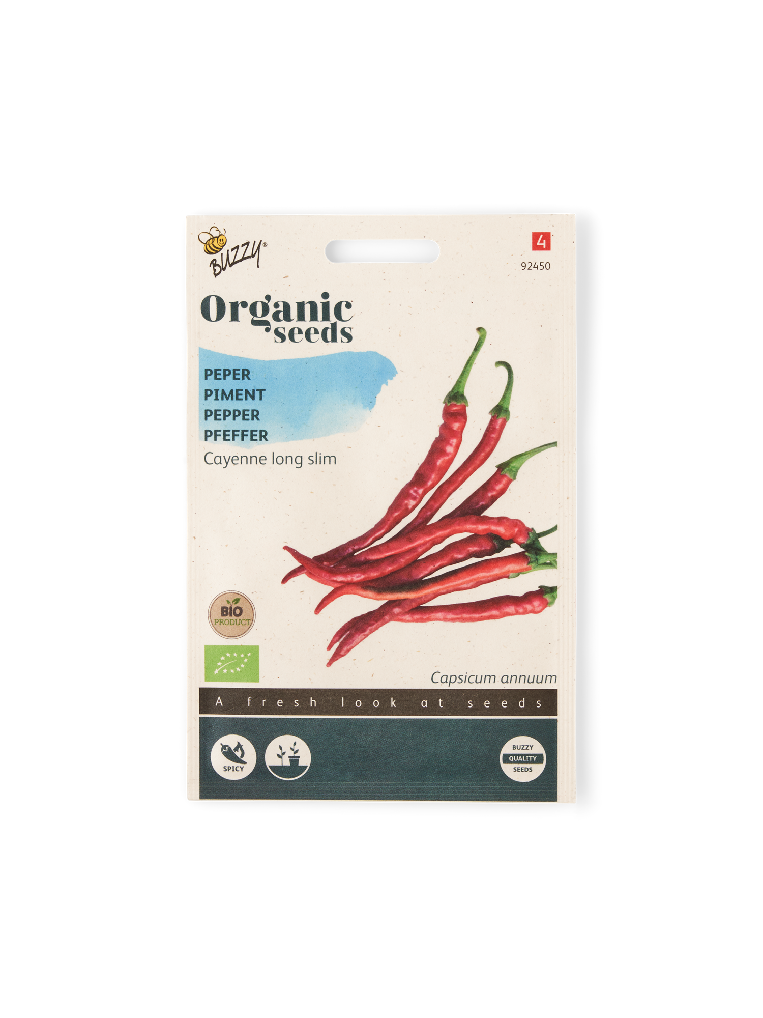 Buzzy® Organic Pepper Cayenne Long Slim Seeds. 0.25 g.