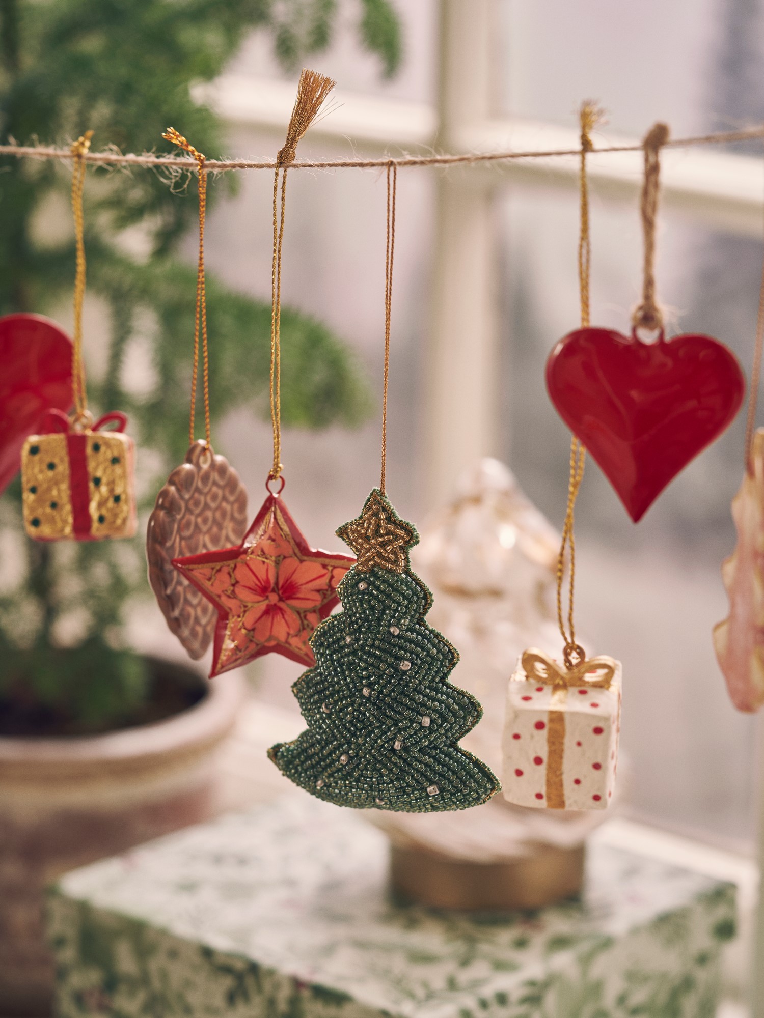 Tree beaded ornament 9.4 cm.