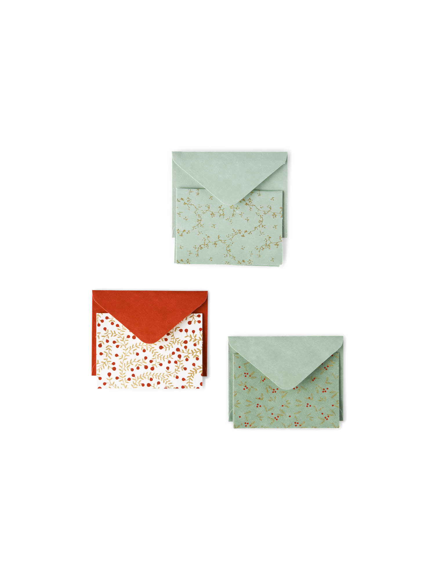 Greeting cards with envelopes Recycled cotton. 8 x 11 cm. 3 cards/3 envelopes.