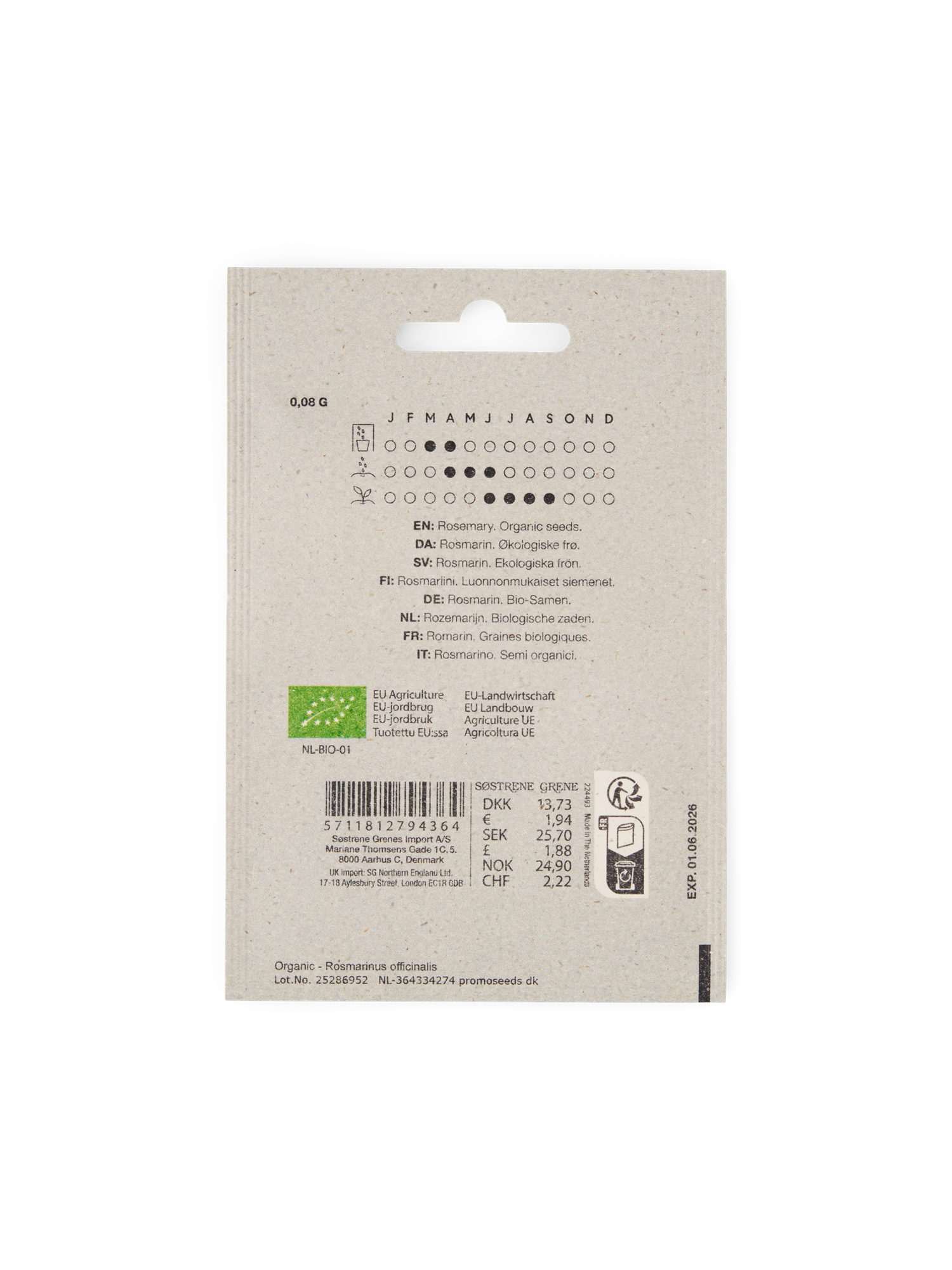 Organic rosemary seeds 0.08 g.