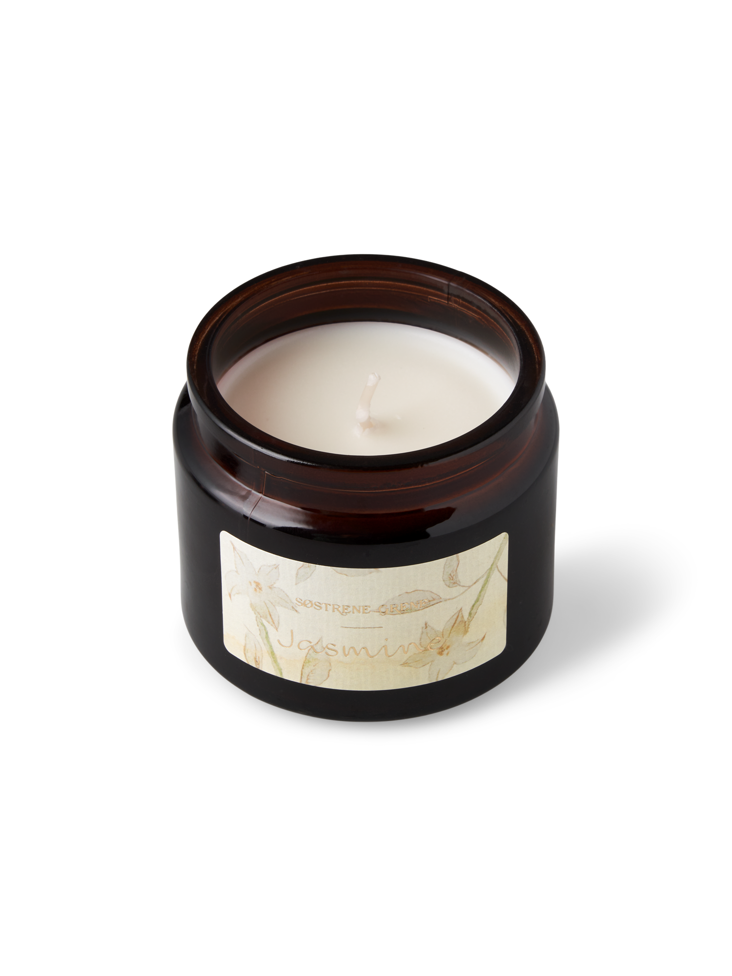 Scented candle Jasmine Rapeseed wax/scent/glass/bamboo. 30 hours.