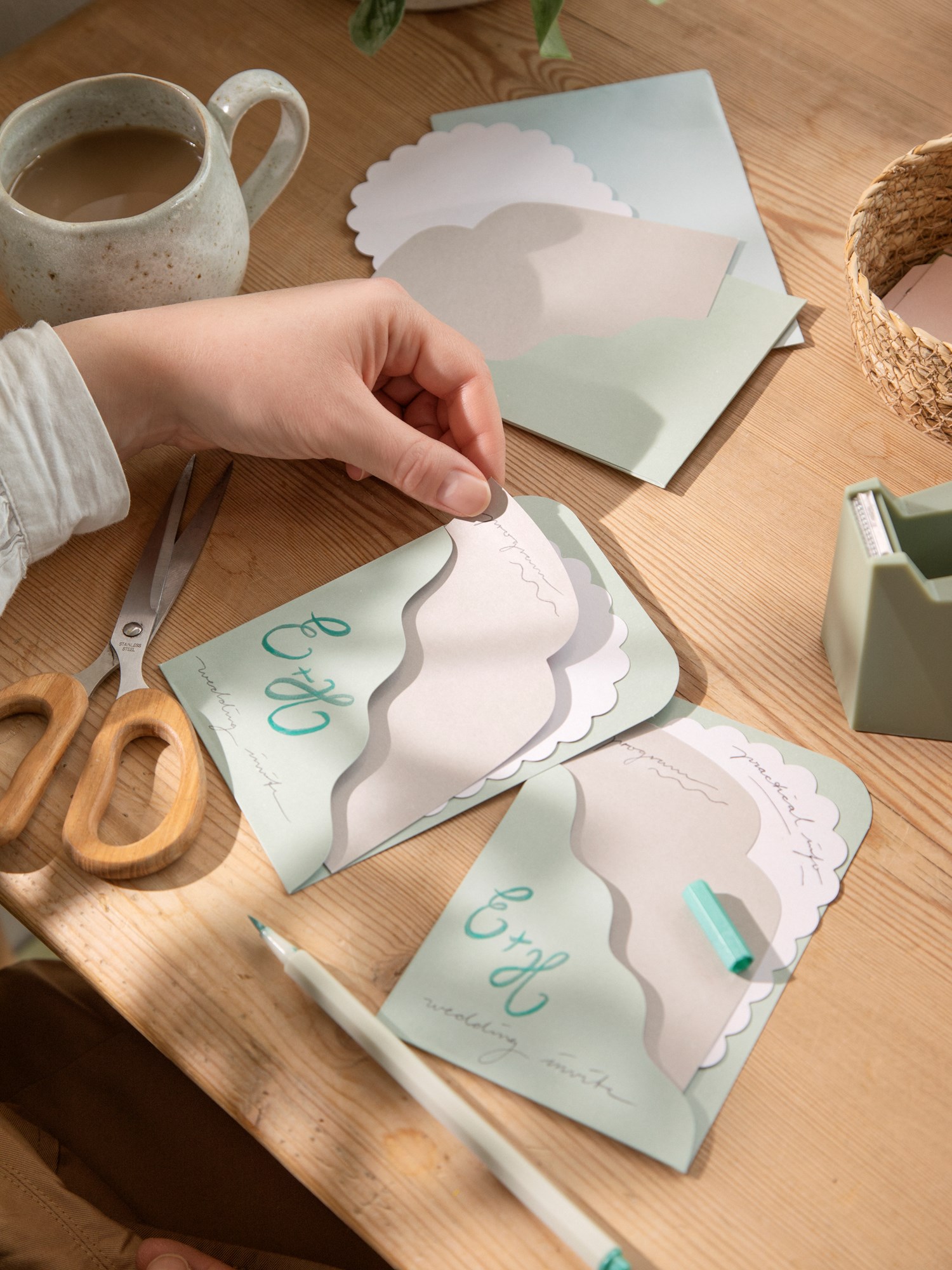 Card with enveloppe 3-in-1 Paper. Set of 4.