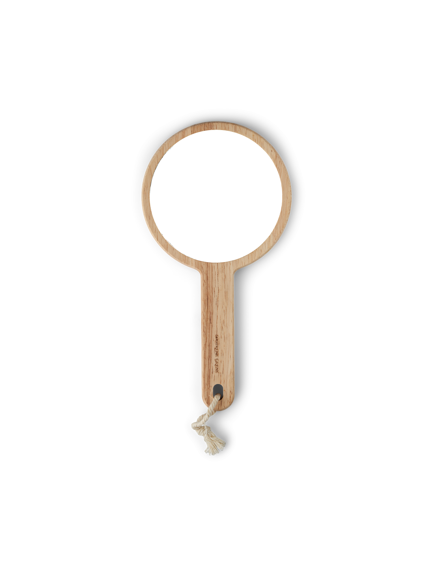 Hand mirror Rubber wood. 13 x 25.5 cm.