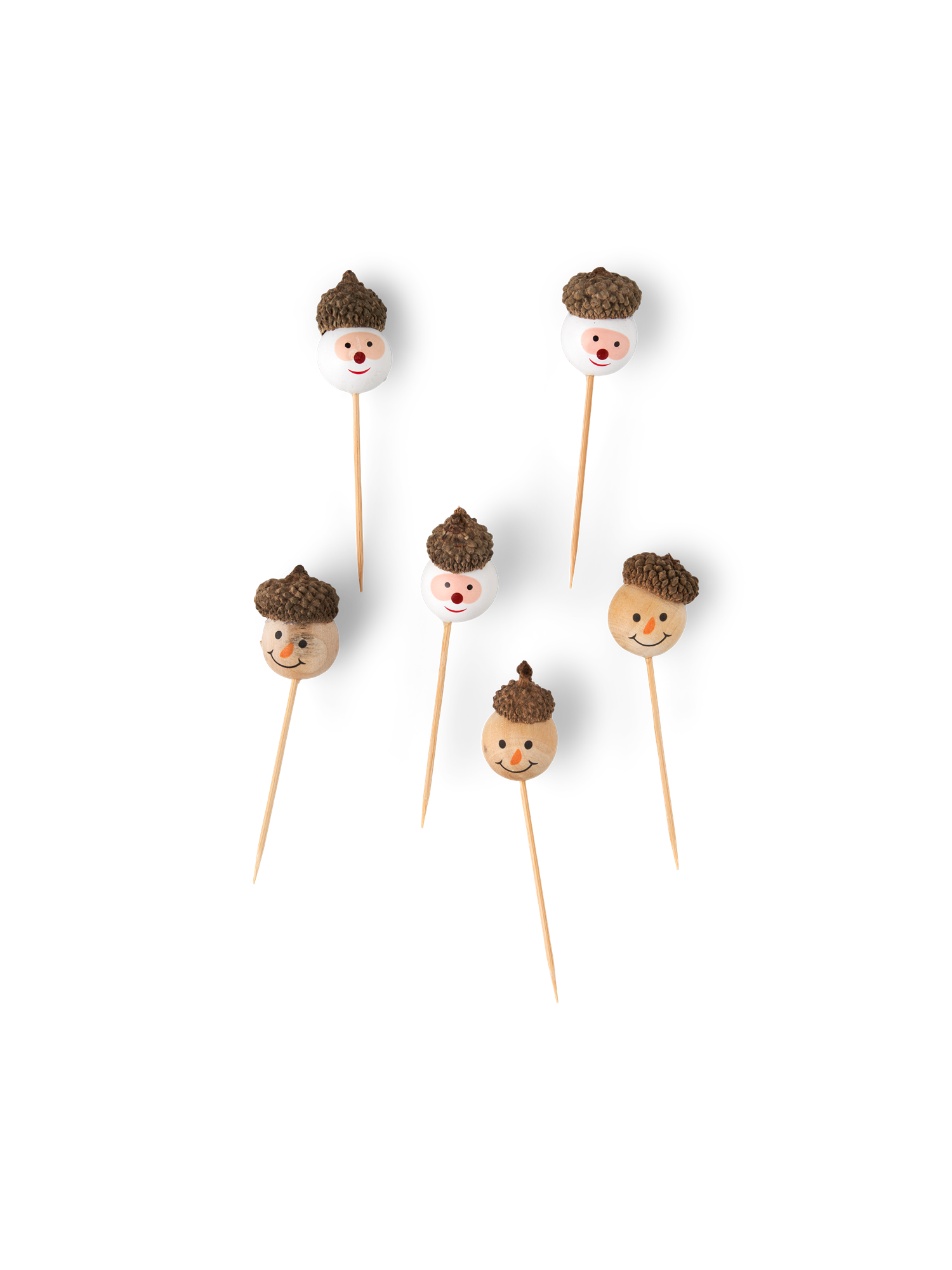 Decorative Christmas heads Poplar wood. 6 pcs.