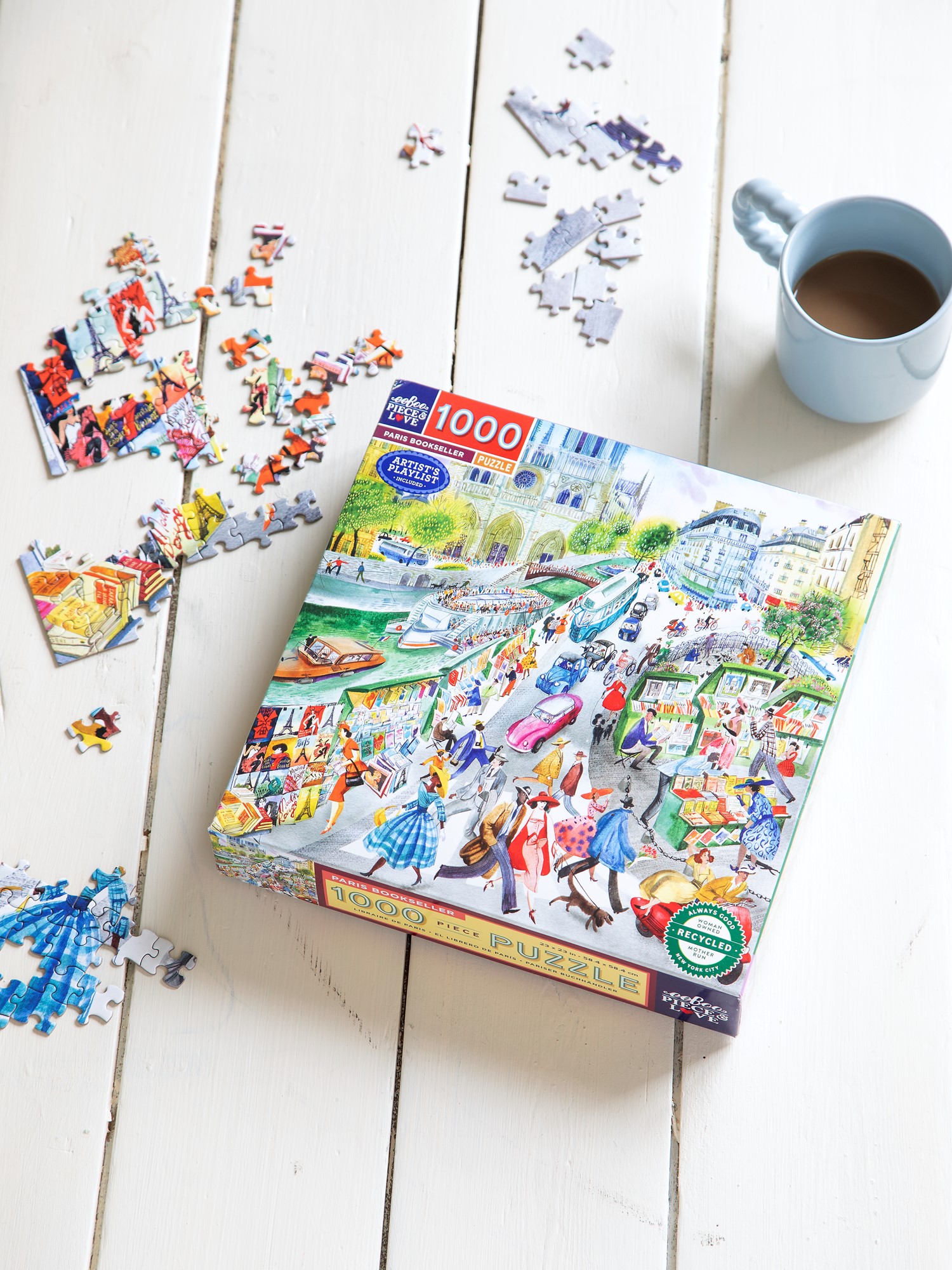 Paris Bookseller puzzle 1000 pieces Paper. 58.4 x 58.4 cm.