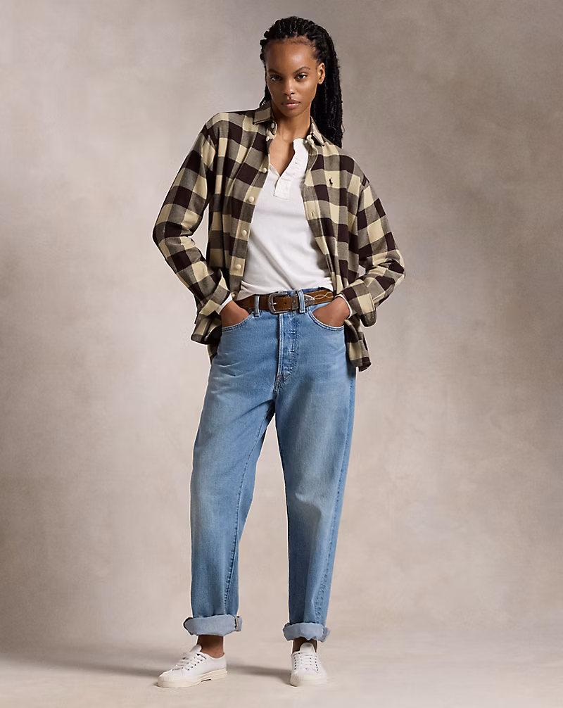 Relaxed Fit Plaid Cotton Shirt