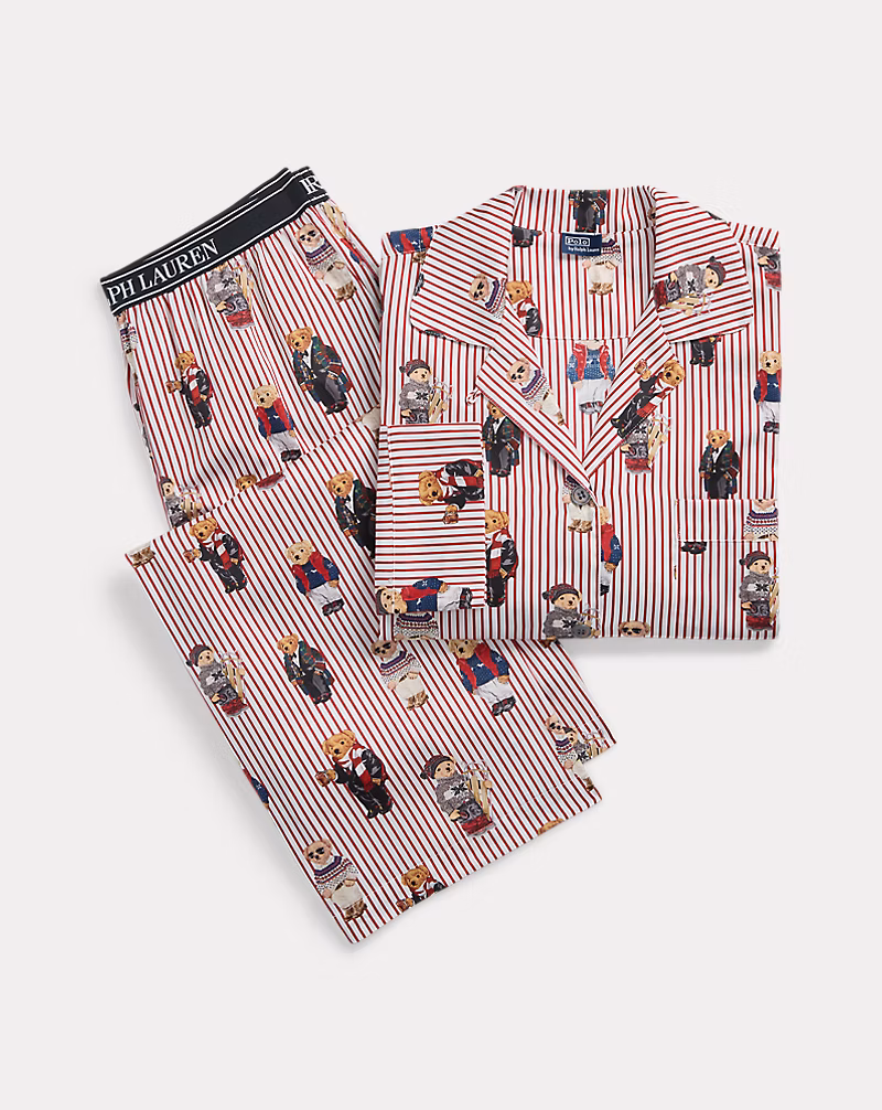 Polo Bear Cotton Long-Sleeve Pajama Set