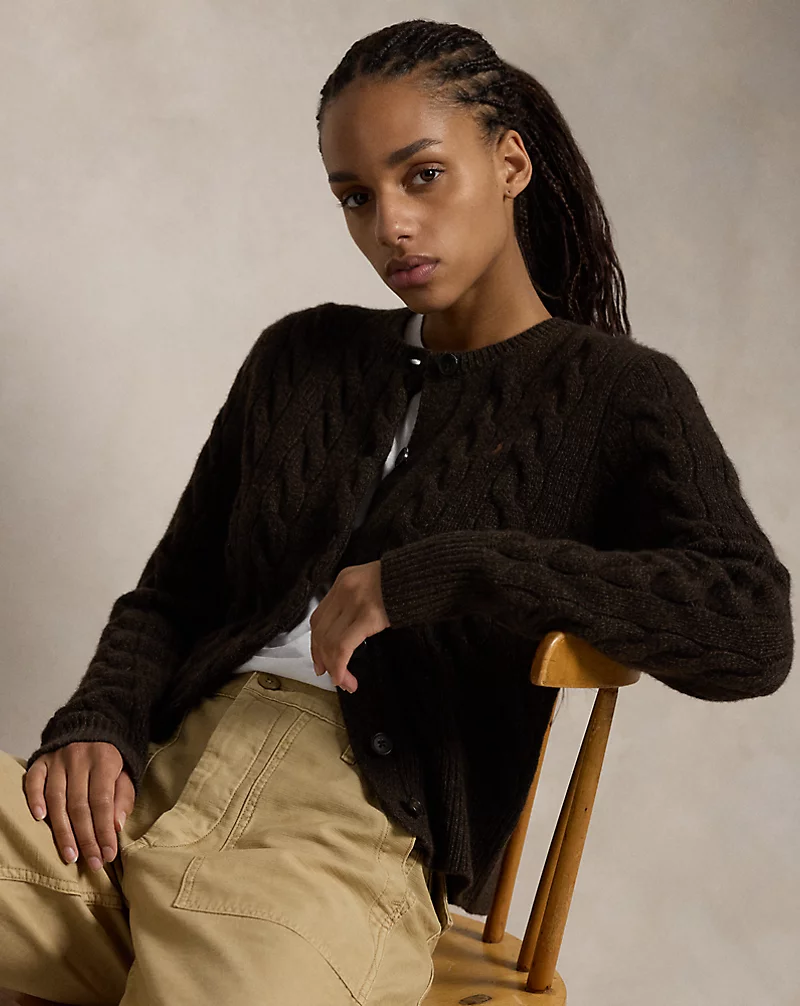 Cable-Knit Wool-Cashmere Cardigan