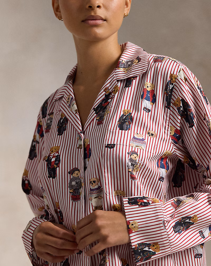 Polo Bear Cotton Long-Sleeve Pajama Set