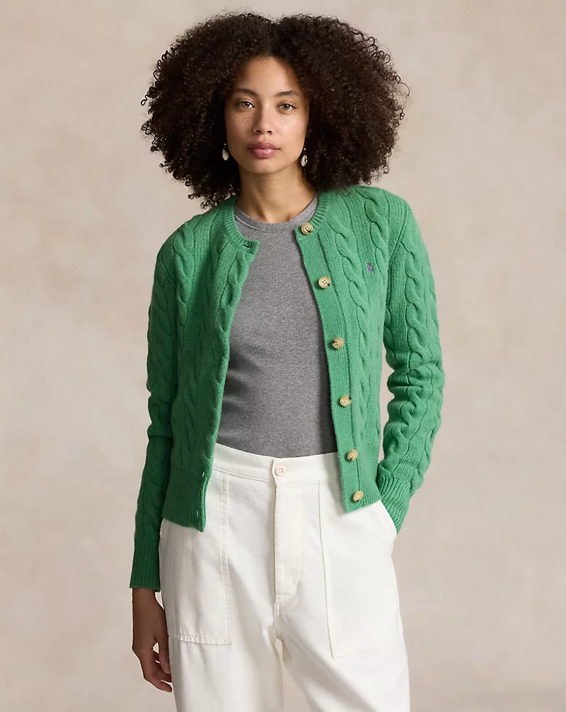 Cable-Knit Wool-Cashmere Cardigan