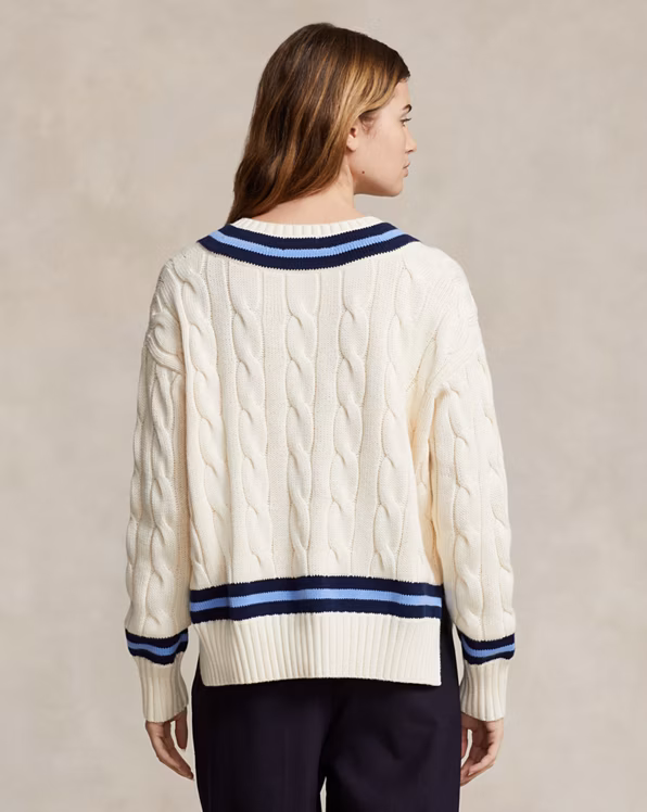 Cable-Knit Cotton Cricket Jumper