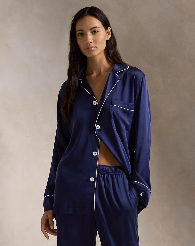 Stretch Silk Long-Sleeve Pajama Set