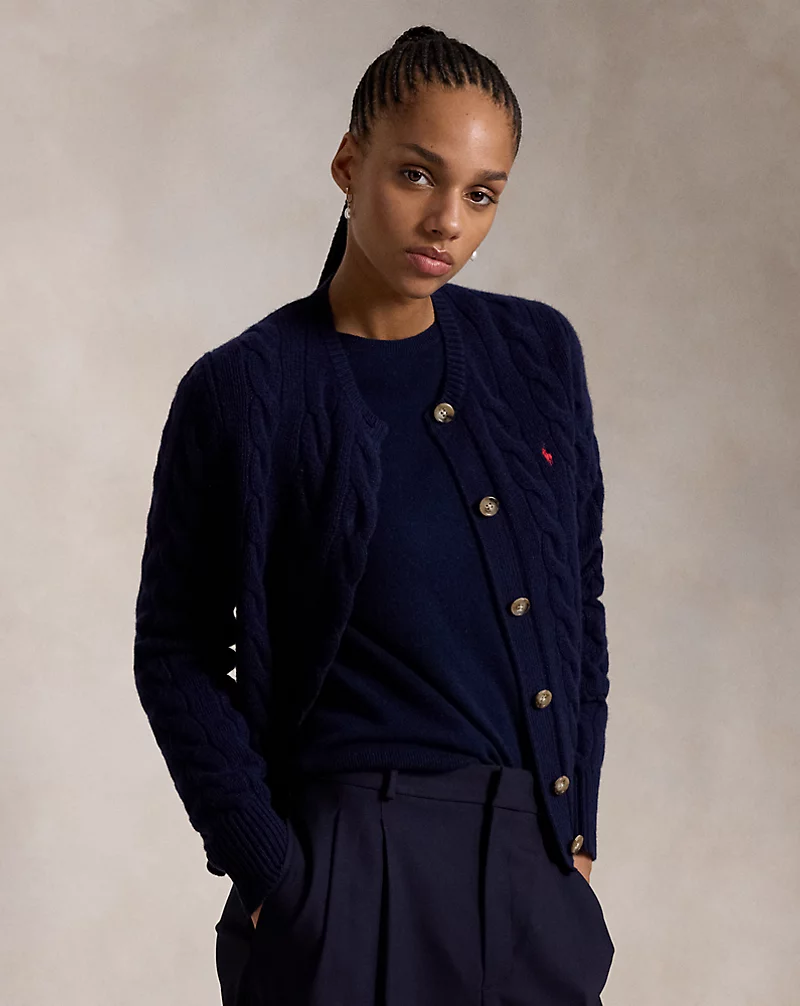 Cable-Knit Wool-Cashmere Cardigan