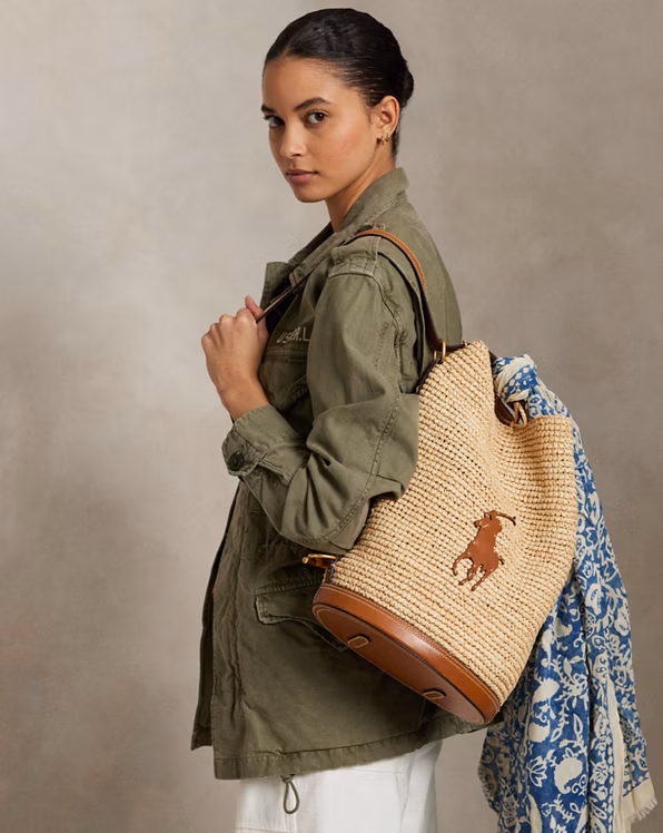 Pony Raffia Bellport Sling Bucket Bag