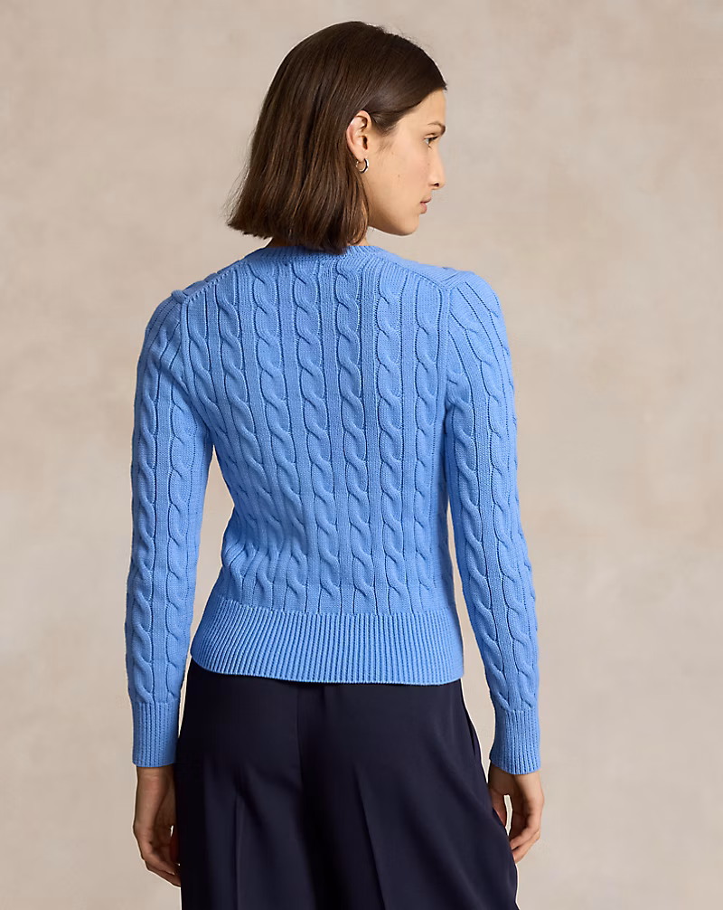 Cable-Knit Cotton Crewneck Cardigan