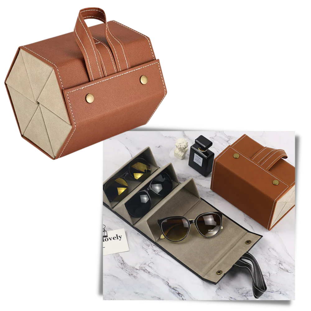 Multiple Glasses Leather Storage Case
