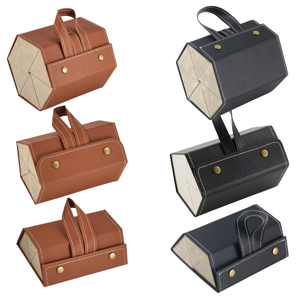 Multiple Glasses Leather Storage Case