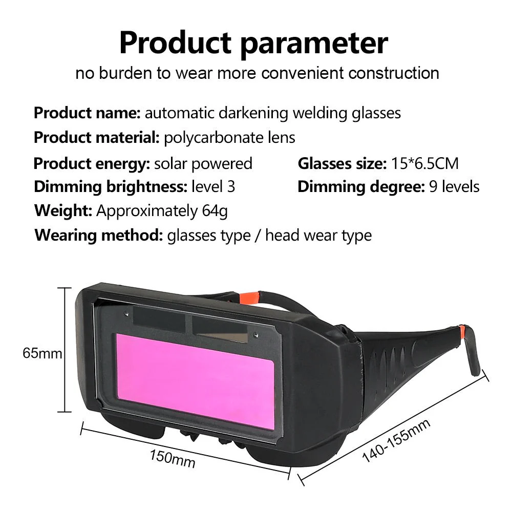 Auto Dimming Welding Glasses (With 5 lenses)