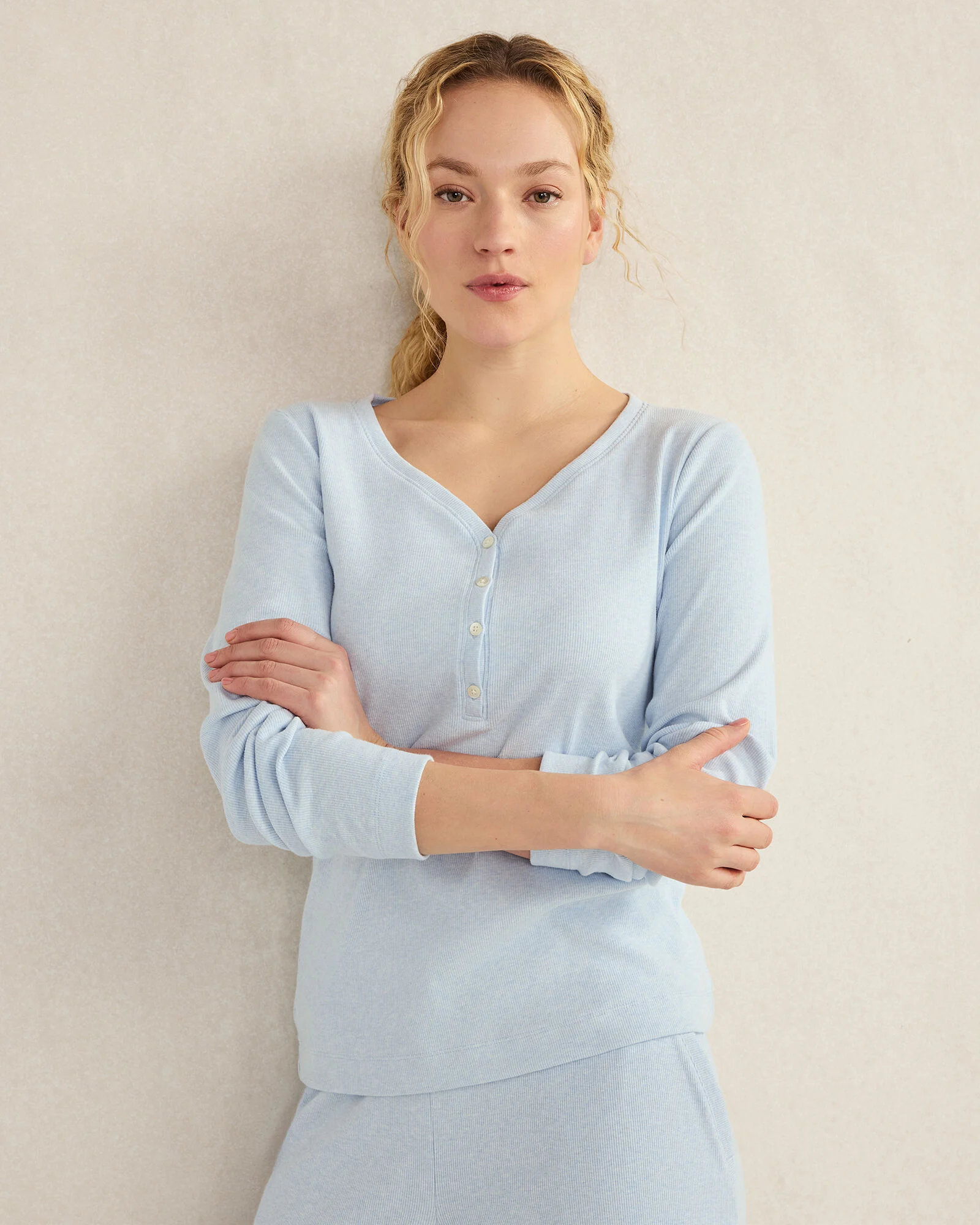 Organic Cotton Rib Knit Henley