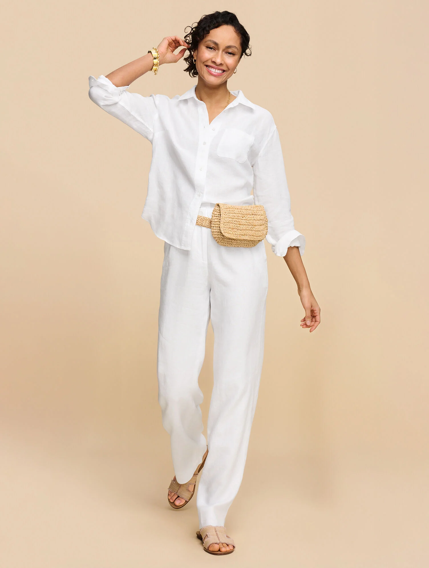 Wide Leg Washed Linen Pants
